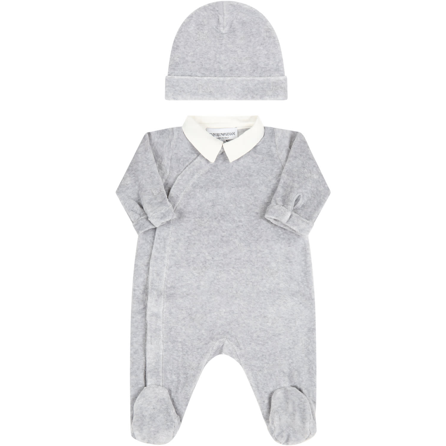 Armani Collezioni Gray Set For Baby Boy With Logo