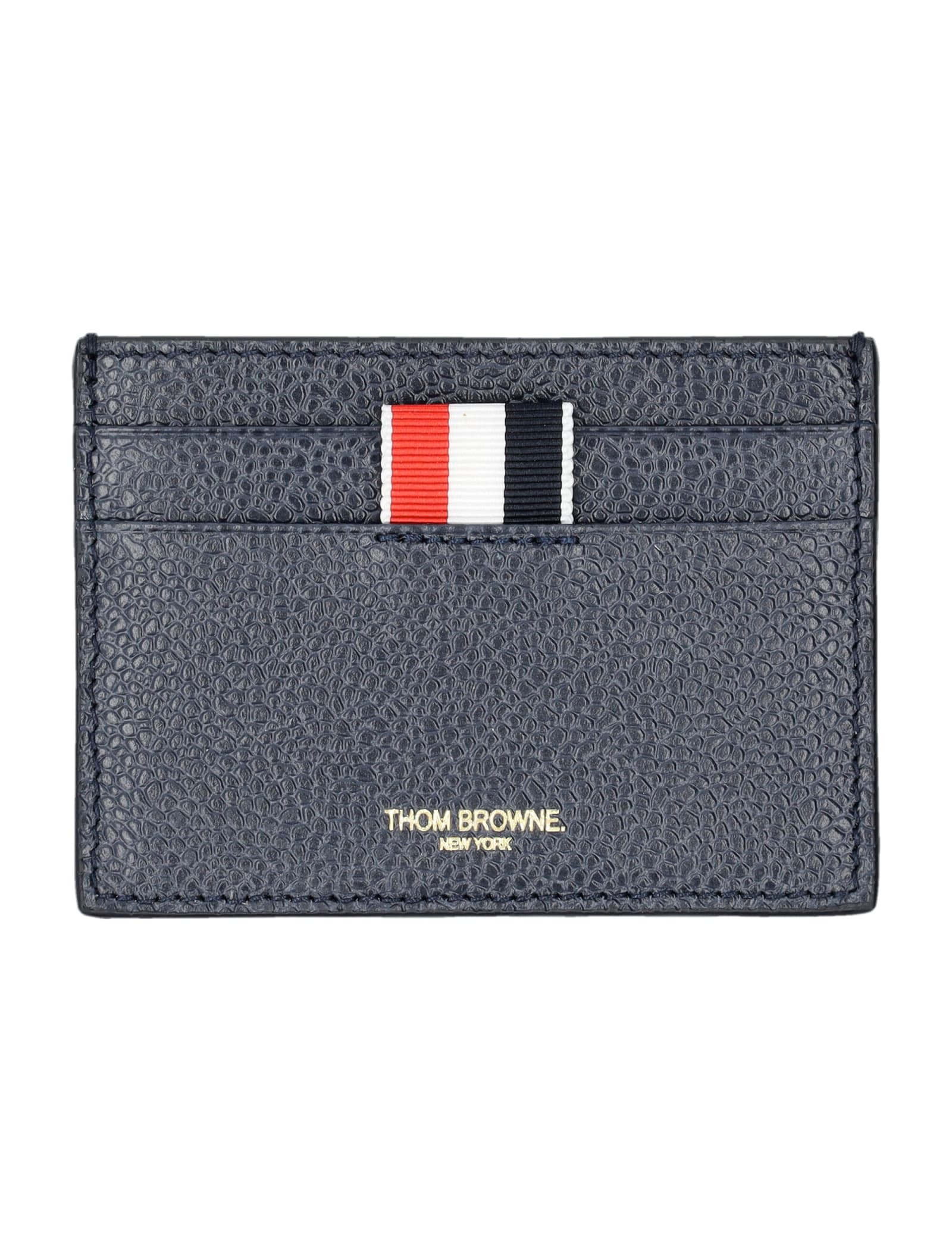 Thom Browne Single Card Holder With Iconic Four Bars