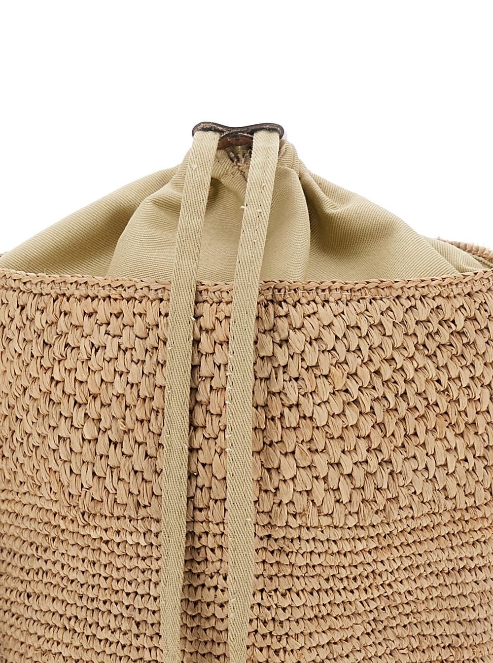 Ibeliv Maika Beige Bucket Bag With Top Closure With Drawstring In Raffia Woman