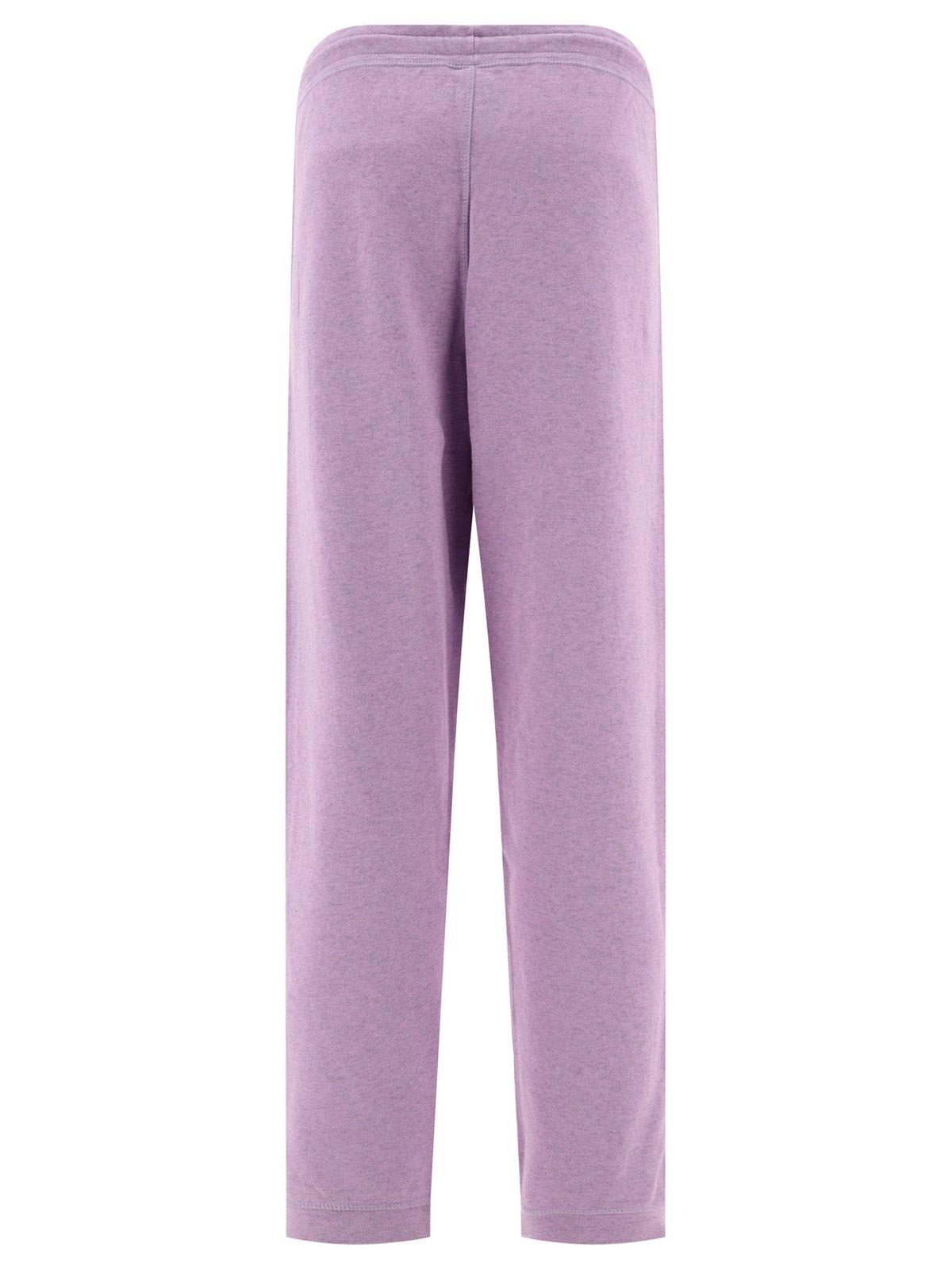 Shop Ganni Logo-embroidered Drawstring Pants In Lilac