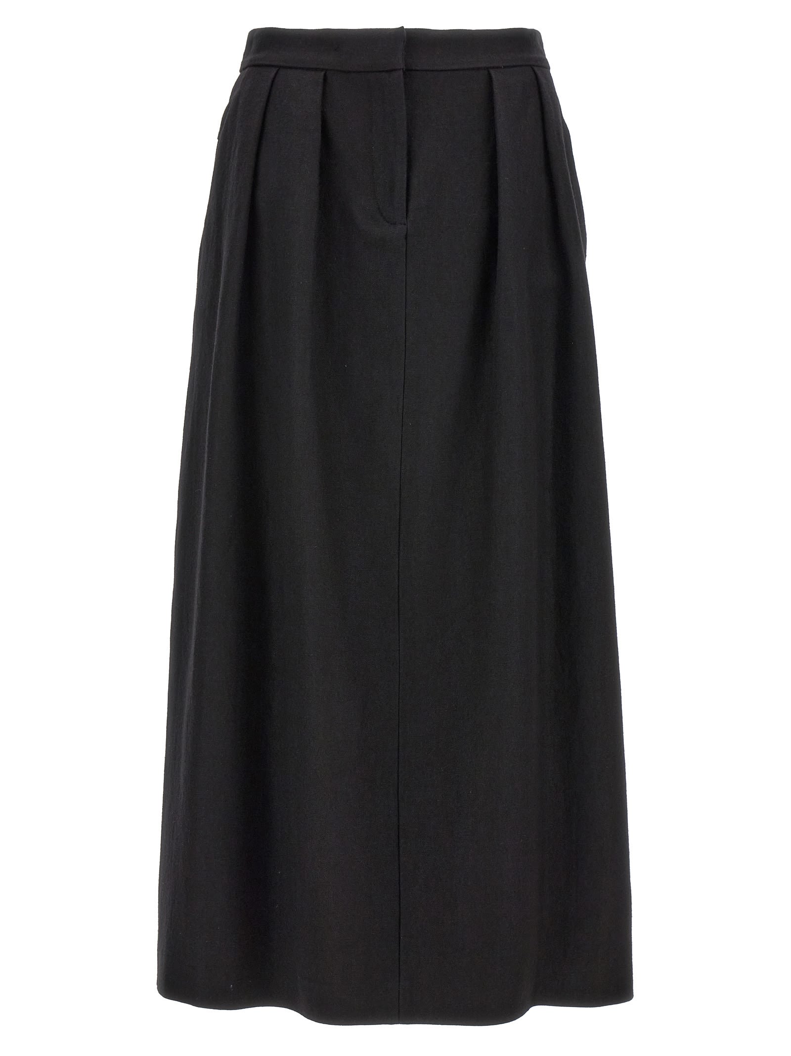 Shop Fabiana Filippi Wool Midi Skirt In Black