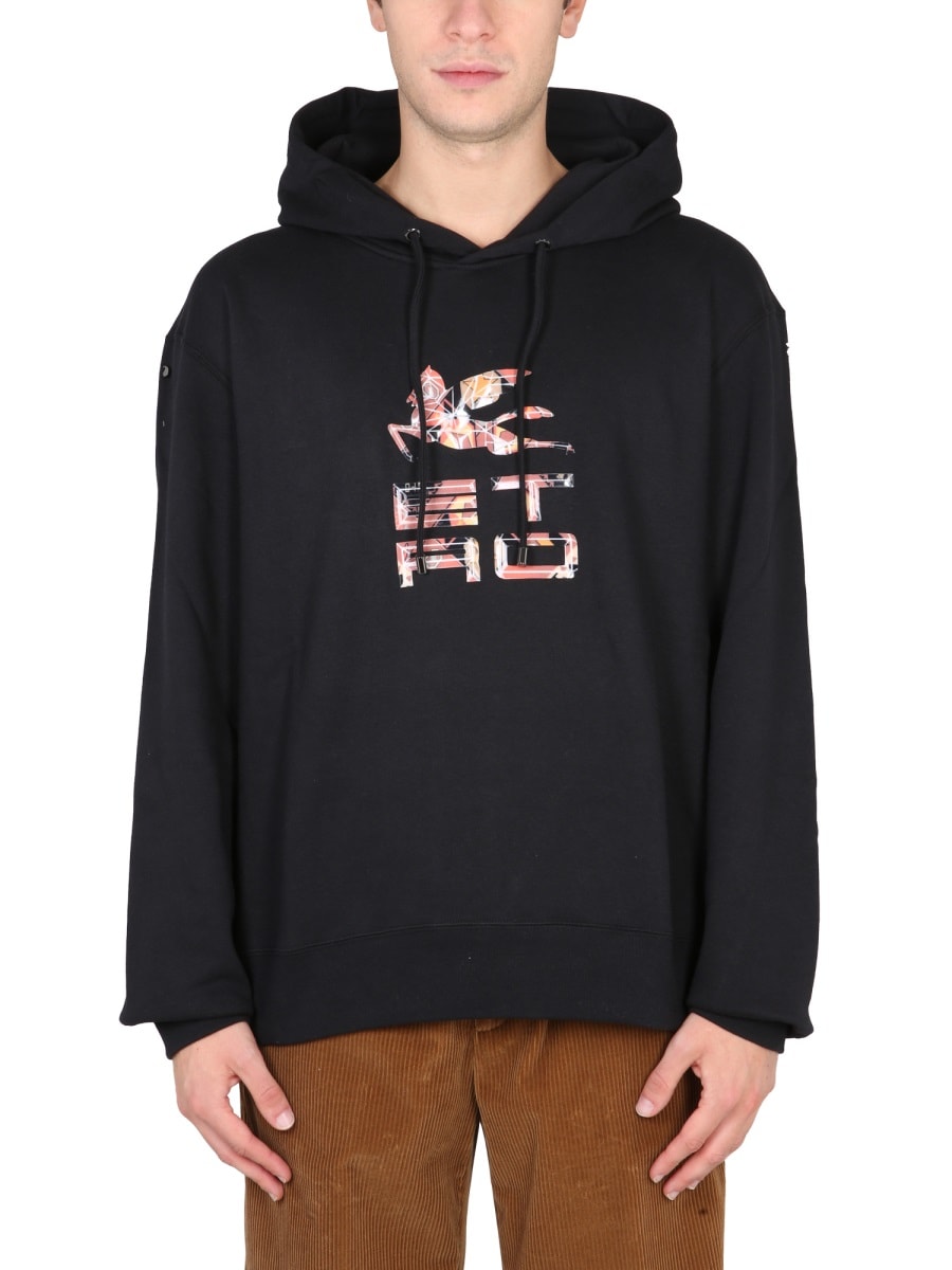 Shop Etro Sweatshirt With Logo Patch In Black