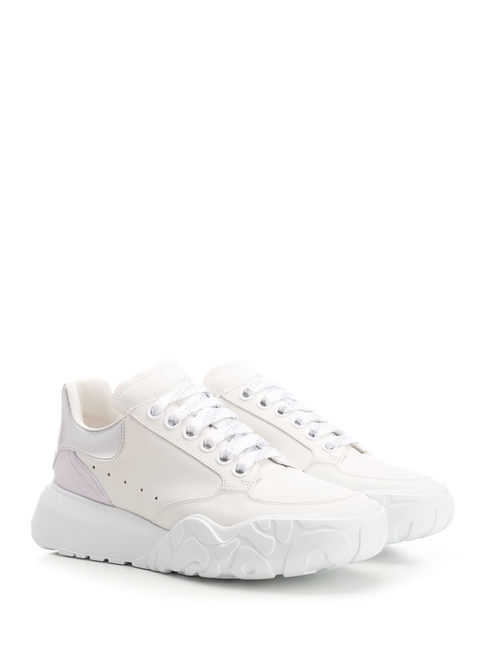 Shop Alexander Mcqueen Court Sneaker In White/sil/pale Lilac