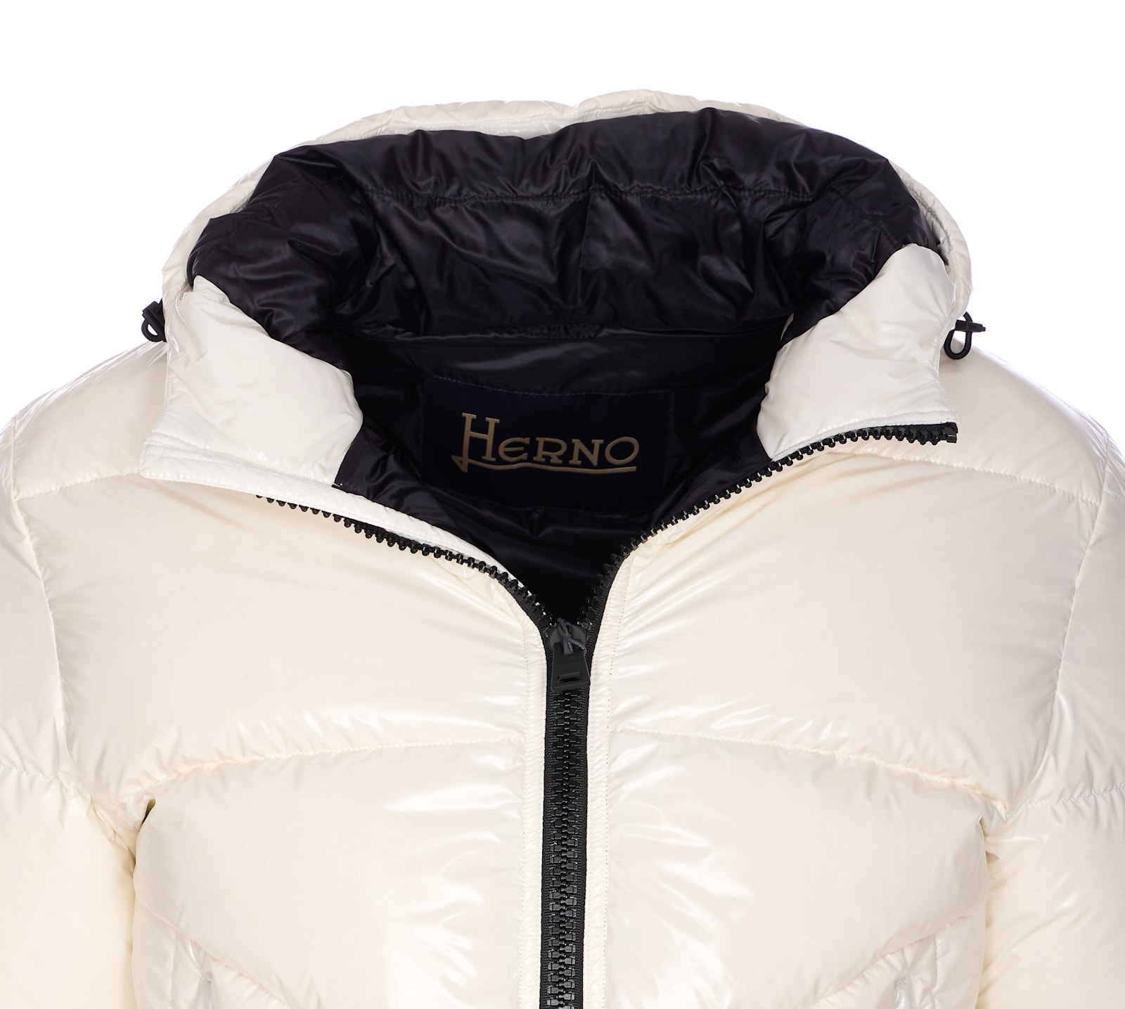 Herno Shiny Padded Down Jacket With Hood And Elasticated Cuffs In White