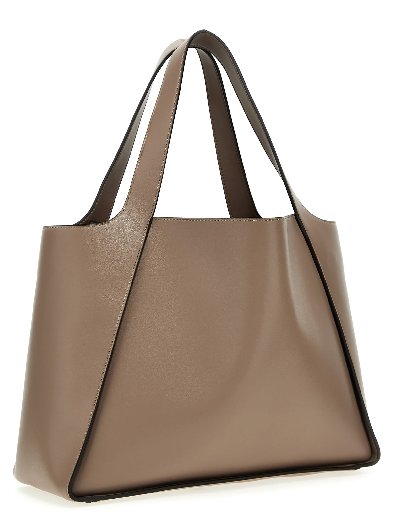 Stella Mccartney Dove Grey Alter Mat Stella Logo Handbag In Brown