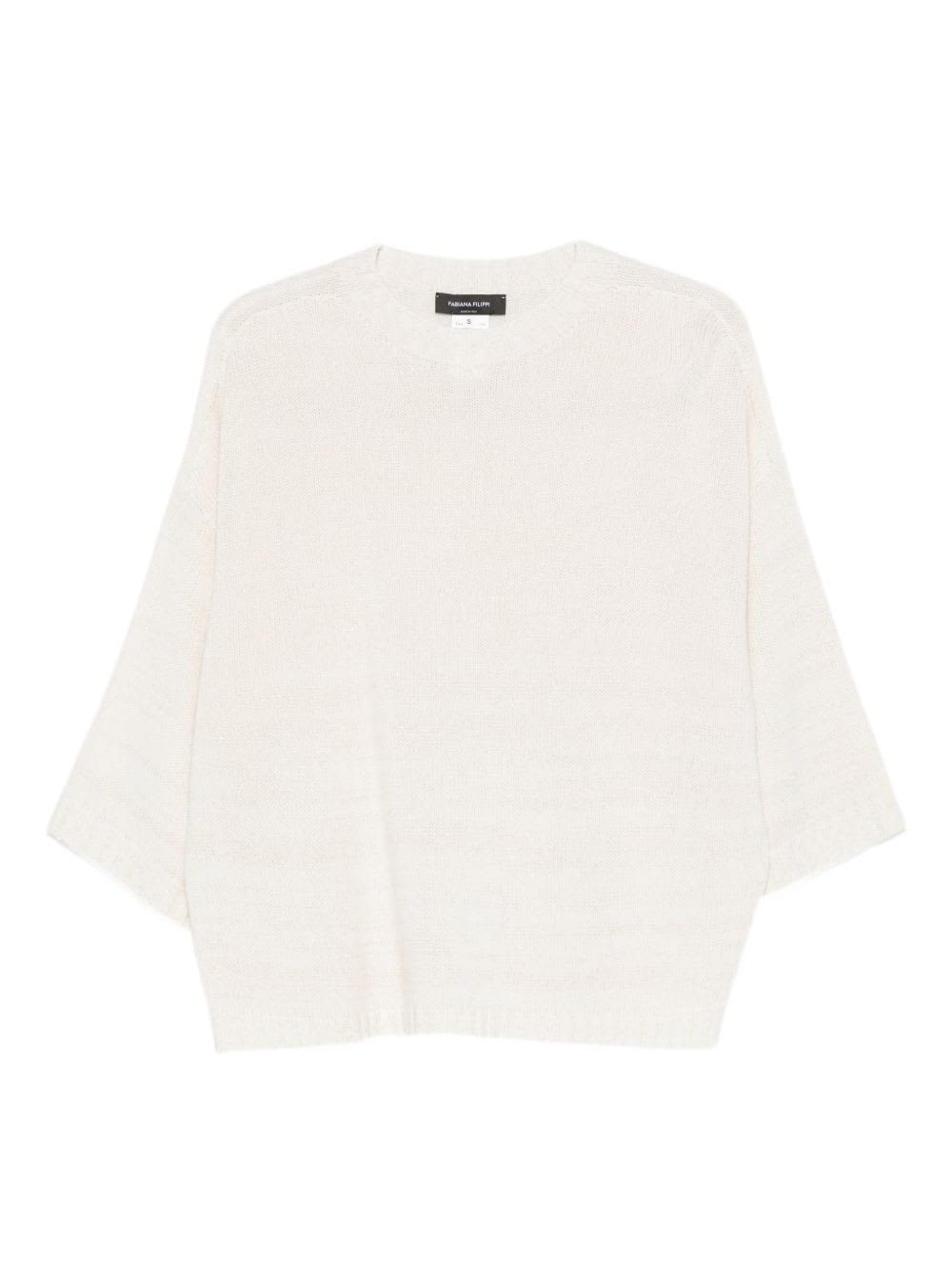 Fabiana Filippi Cozy Knit Sweater Featuring Dropped Shoulders In White