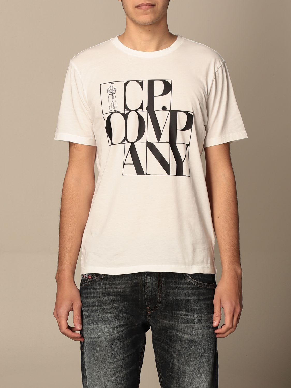 C.P. COMPANY C.P. COMPANY T-SHIRT C.P. T-SHIRT COMPANY IN COTTON WITH BIG LOGO,10CMTS064A005100W 103