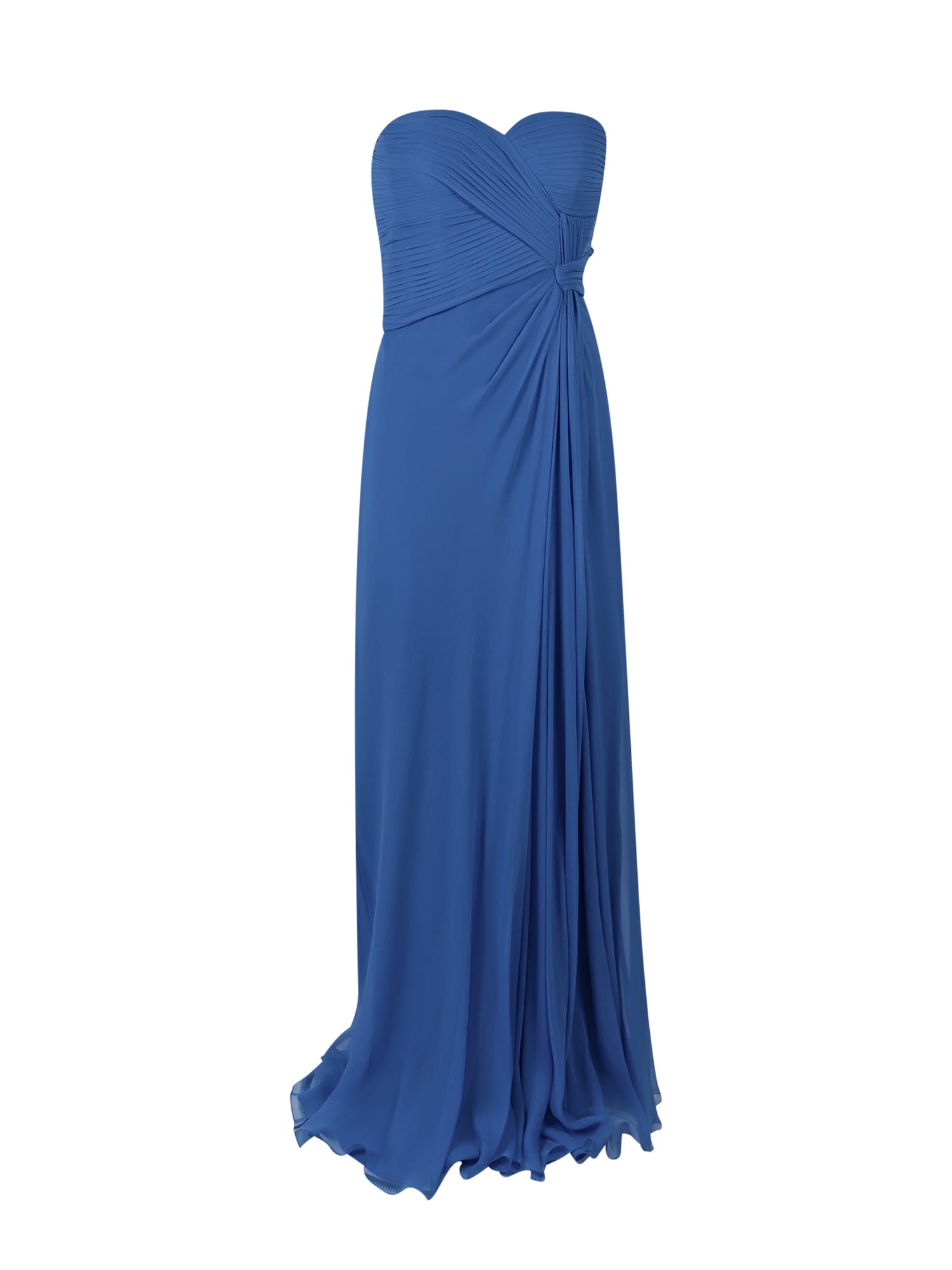 Royal Blue Chiffon Bustier Evening Dress In Silk Woman