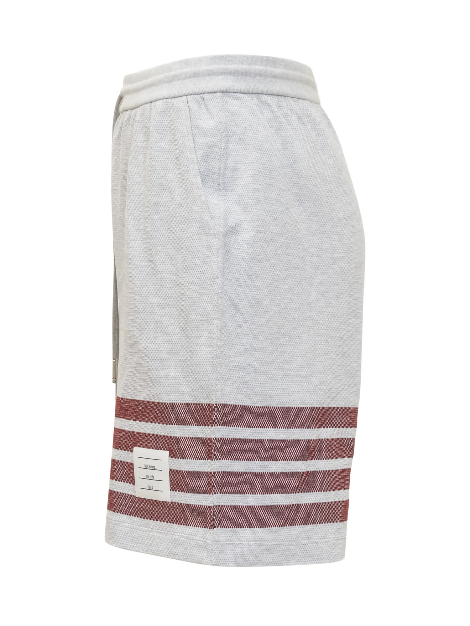 Shop Thom Browne Mid Thigh Shorts In Pale Grey