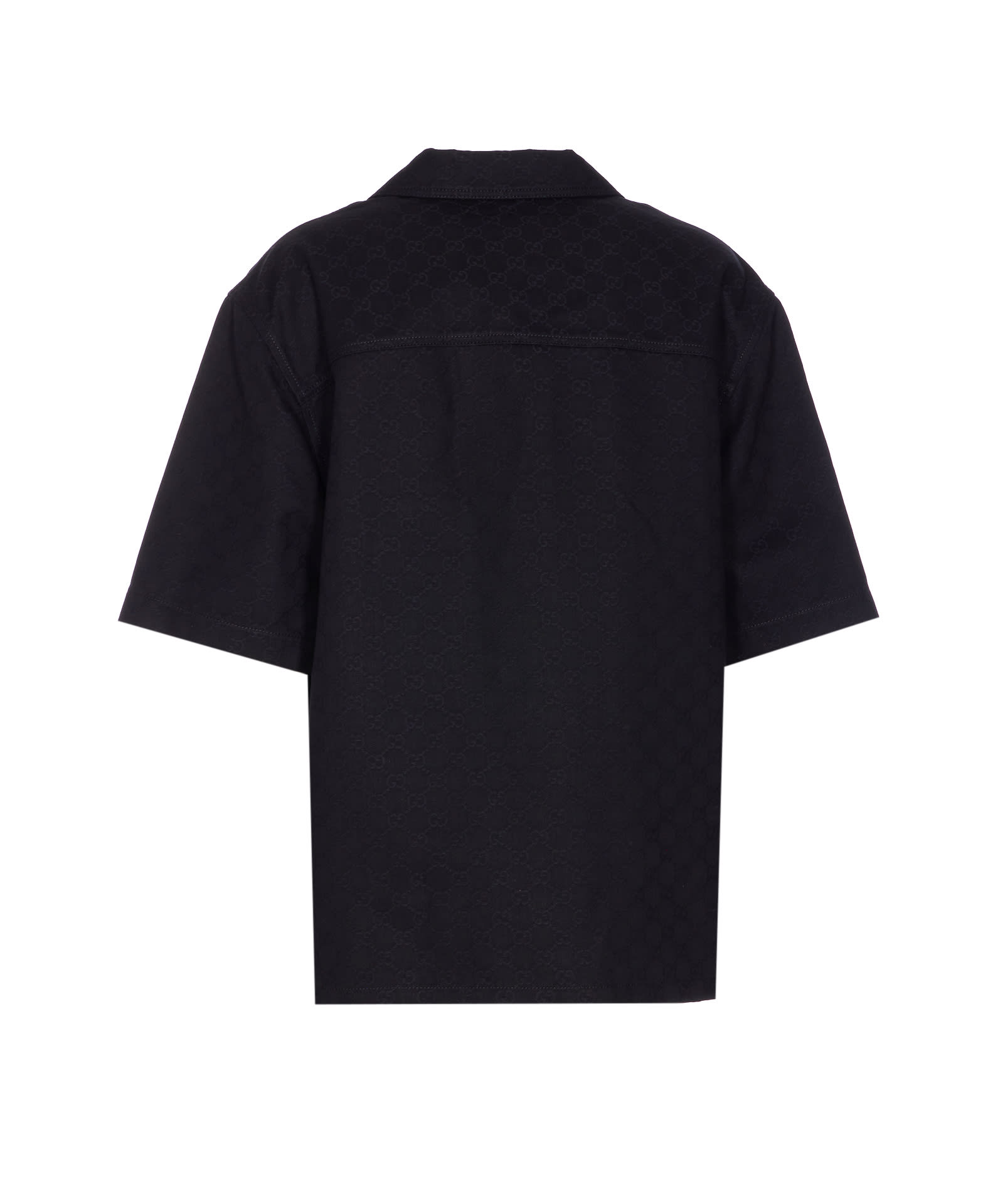 Gucci Classic Short-sleeve Cotton Shirt In Black