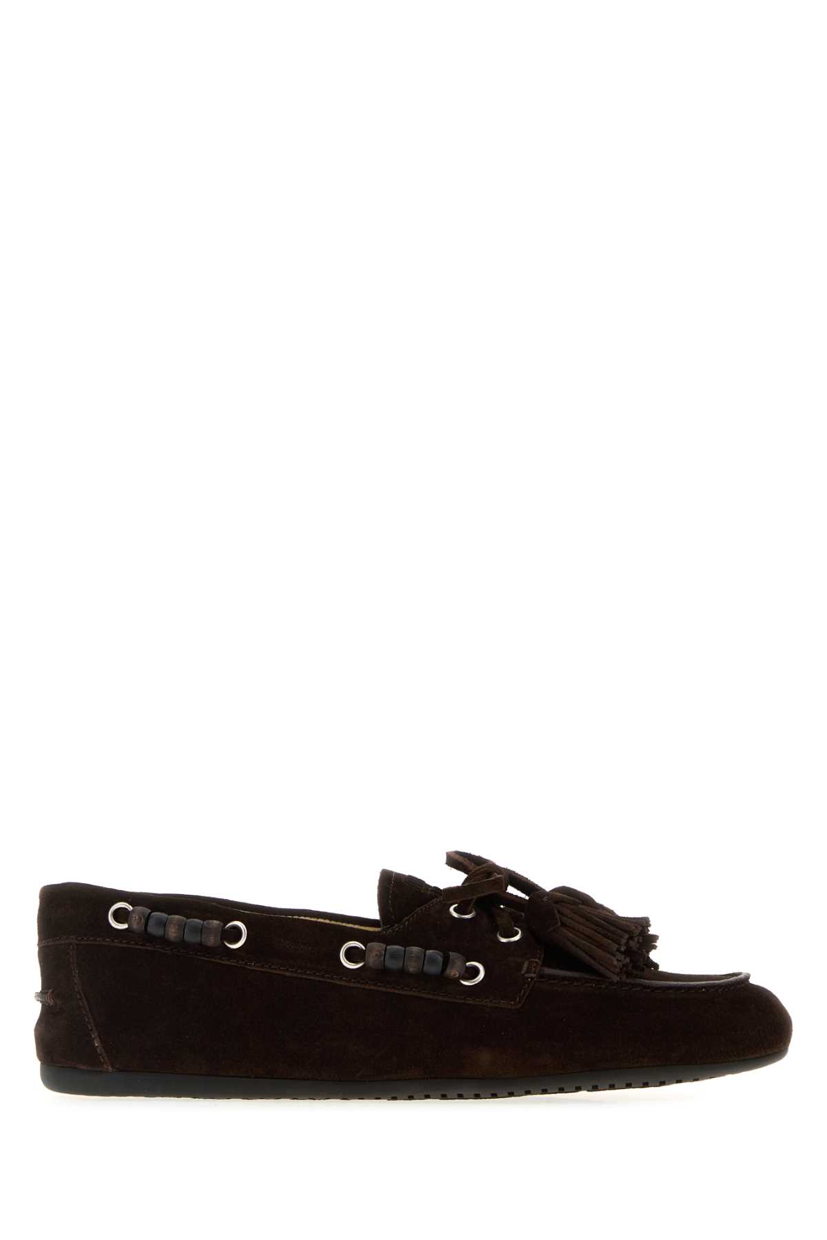 Miu Miu Suede Loafers Featuring Tassel Detail In Brown