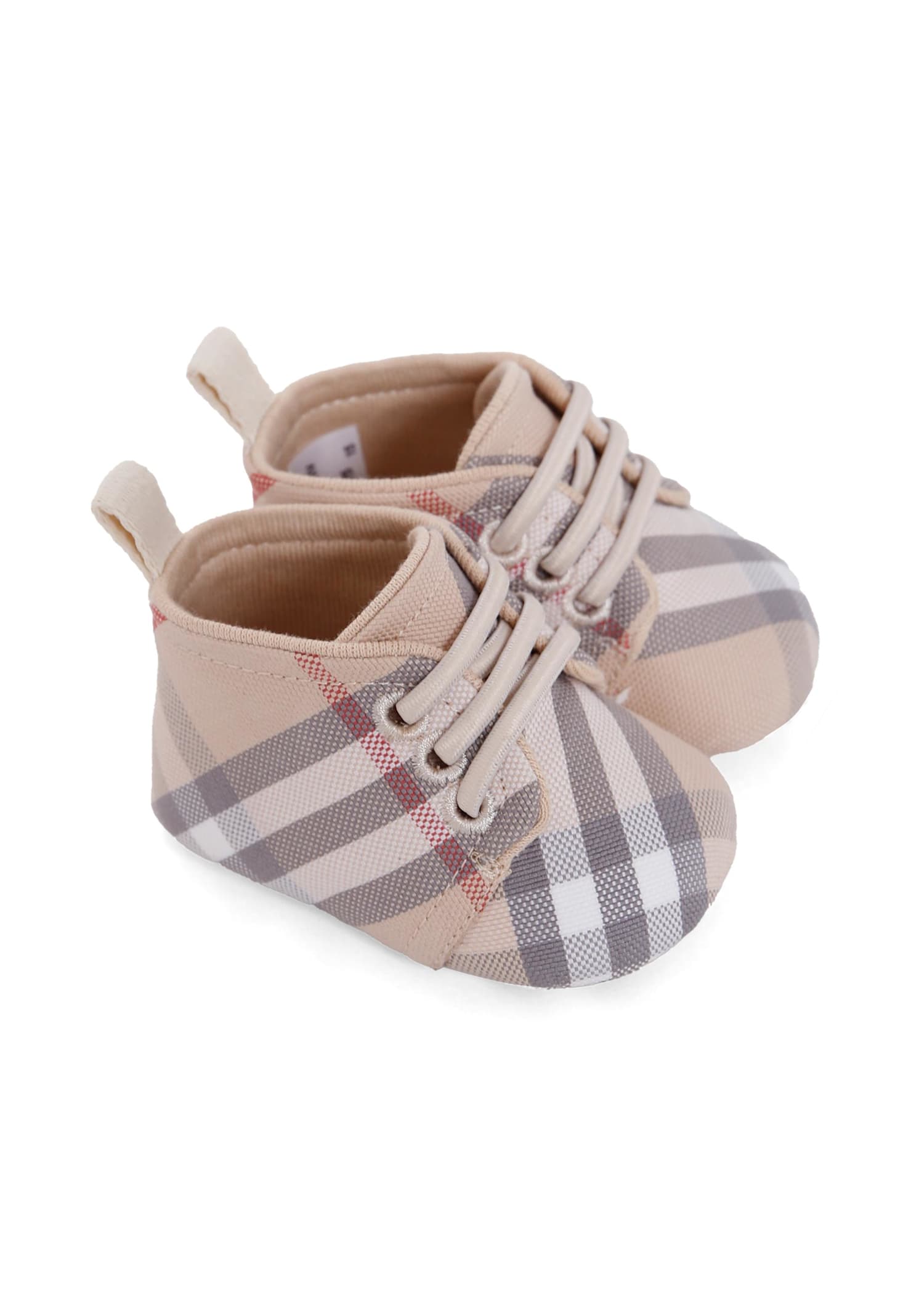 Burberry Beige Sneakers For Babykids With Vintage Check In Multi