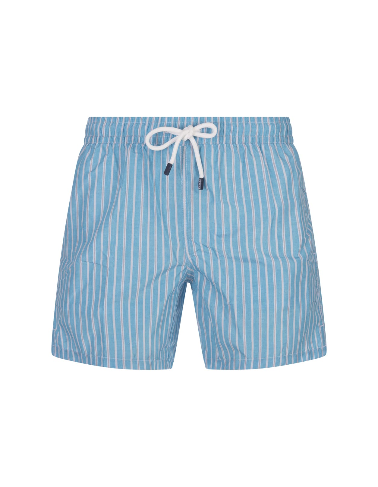 Light Blue Striped Swim Shorts