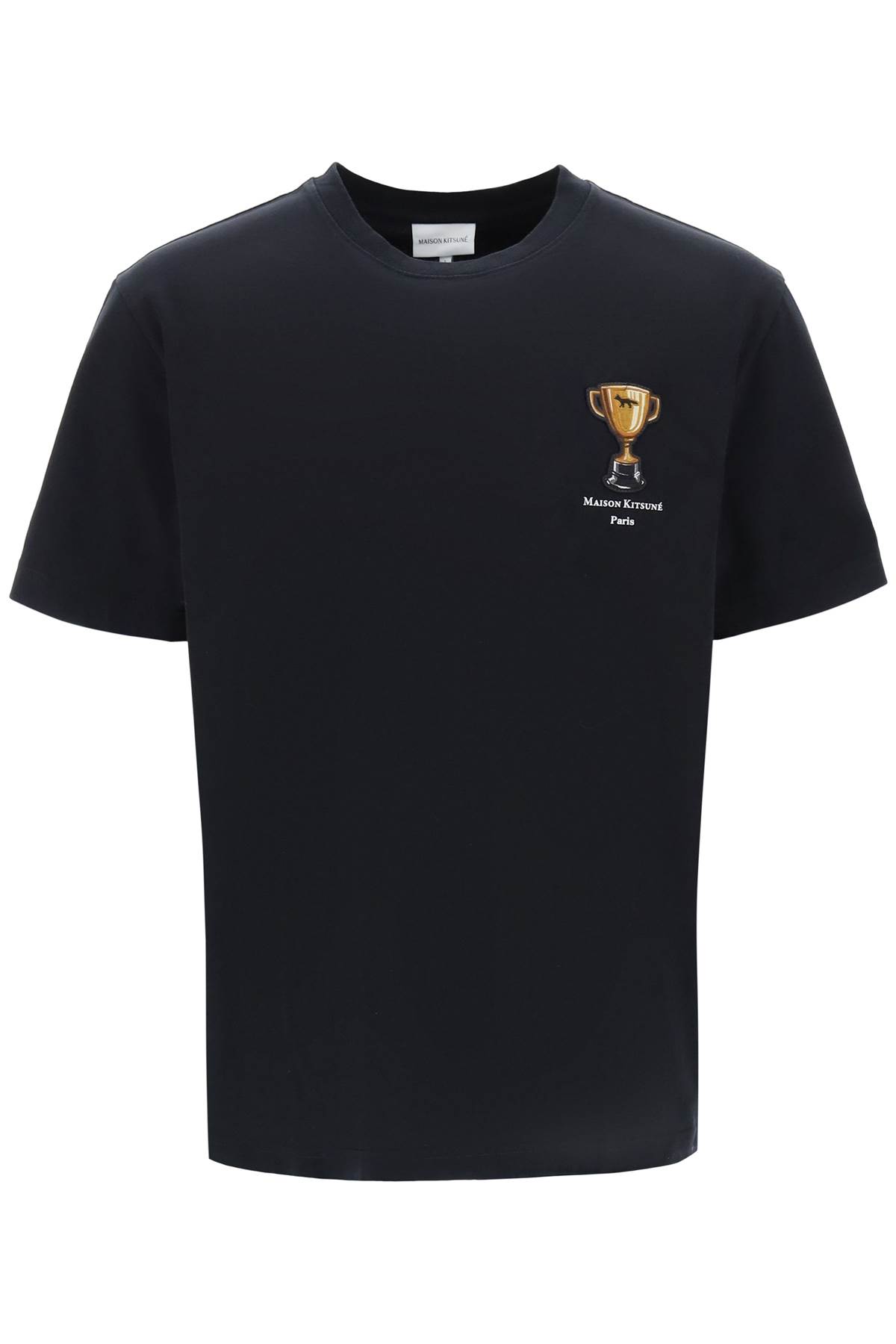 Shop Maison Kitsuné T-shirt With Trophy Embroidery In Black (black)