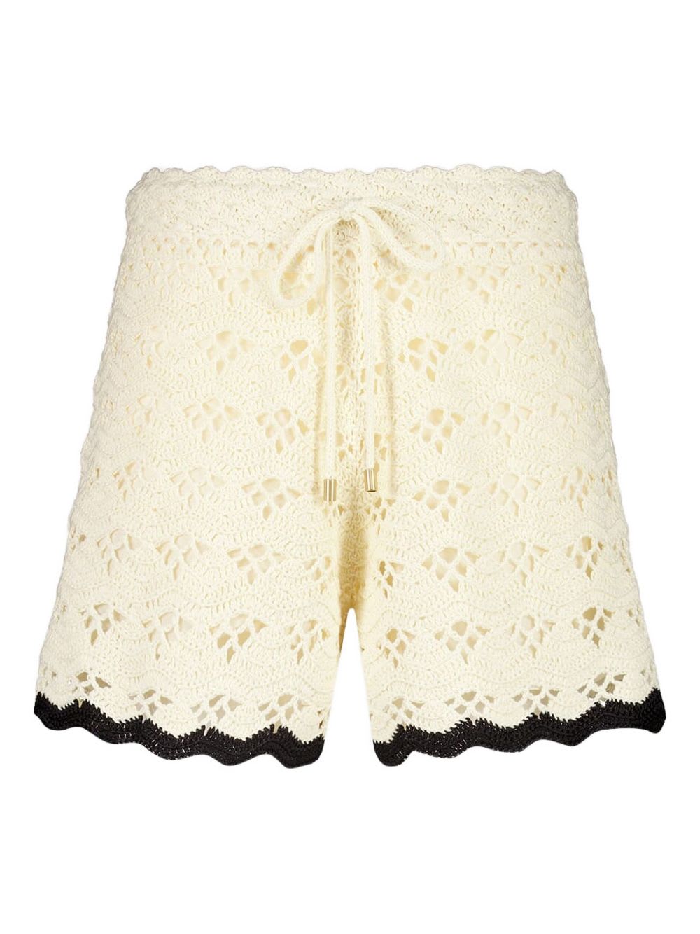 Zimmermann Rhiannon Crochet Short Cream/black In Neutral