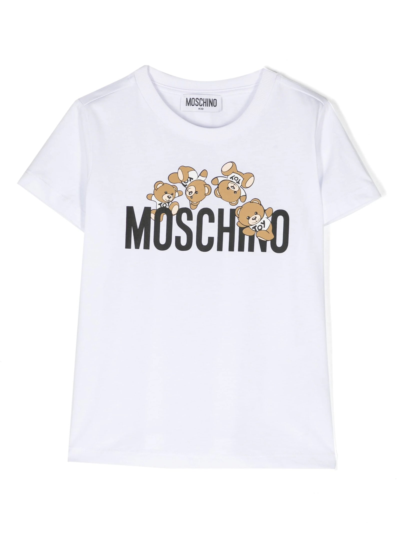 Shop Moschino White T-shirt With  Teddy Friends Print
