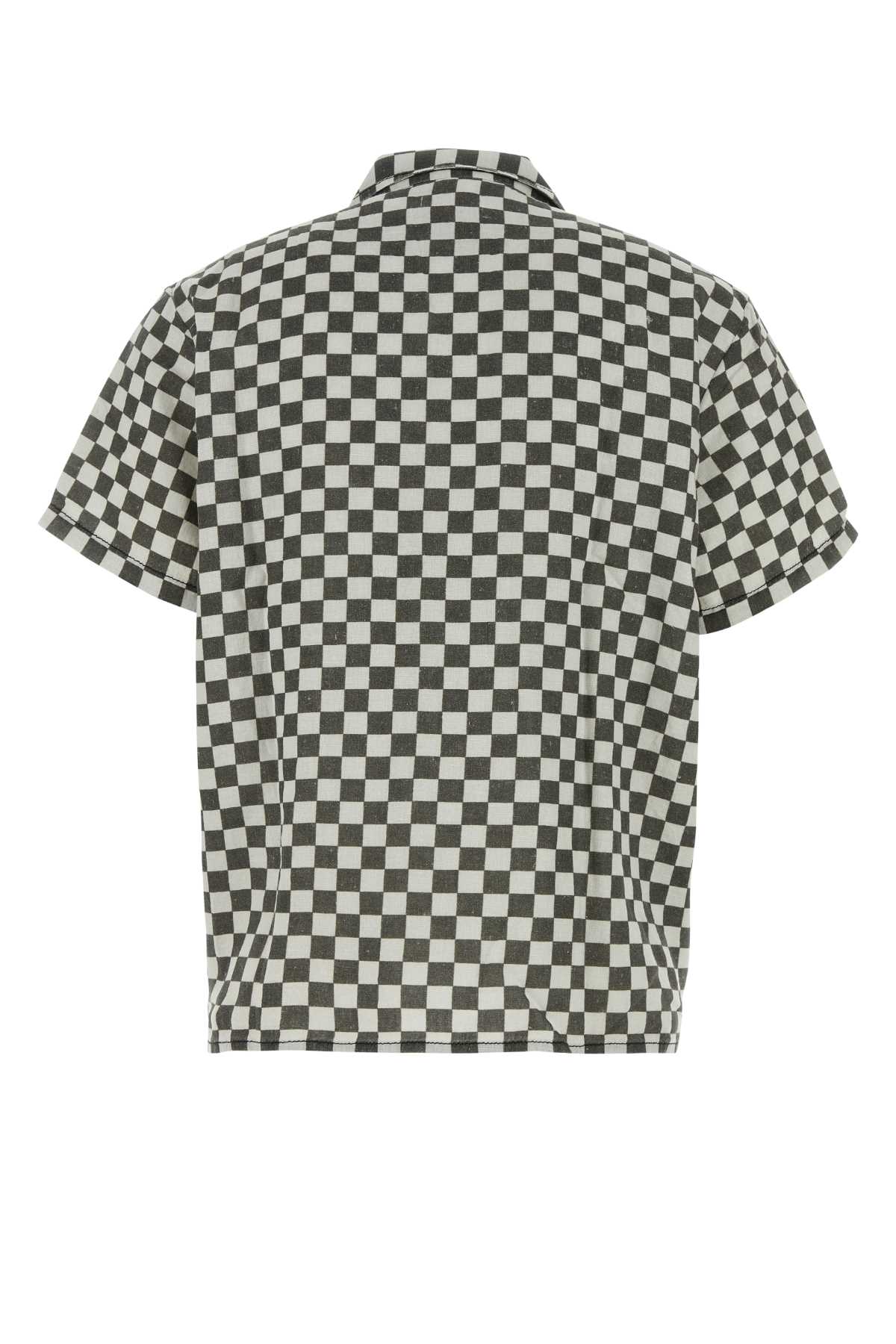 Shop Erl Printed Cotton And Linen Shirt In Checker