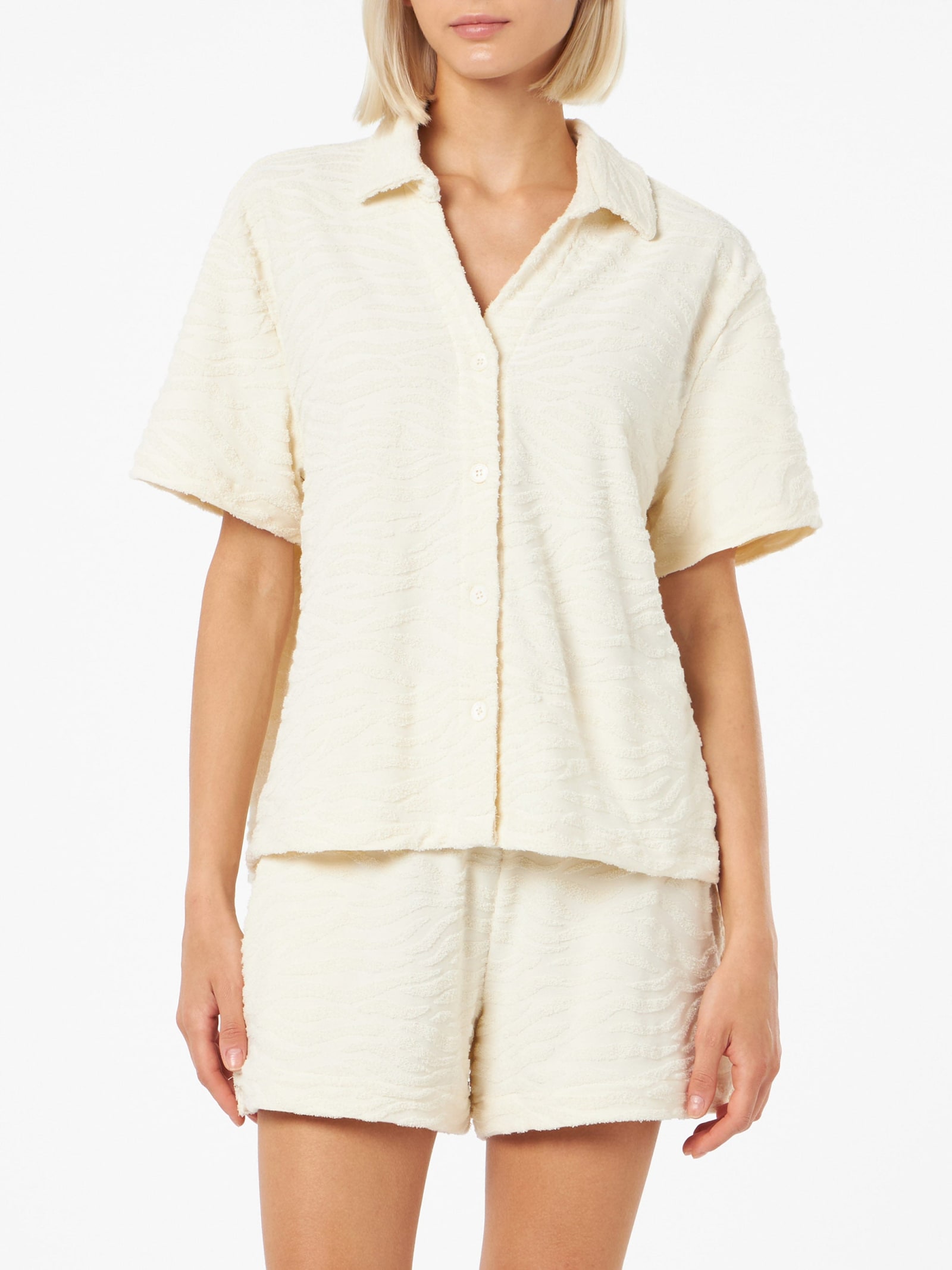 Mc2 Saint Barth Woman Terry Cotton Shirt Sheila In White