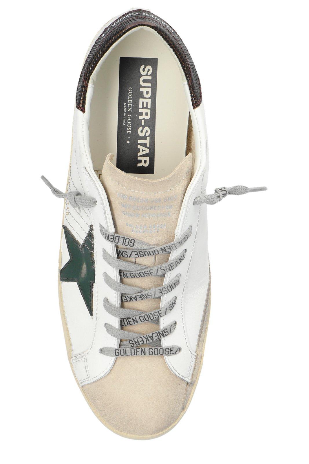 Shop Golden Goose Star Patch Low-top Sneakers In White/seedpearl/green/brown