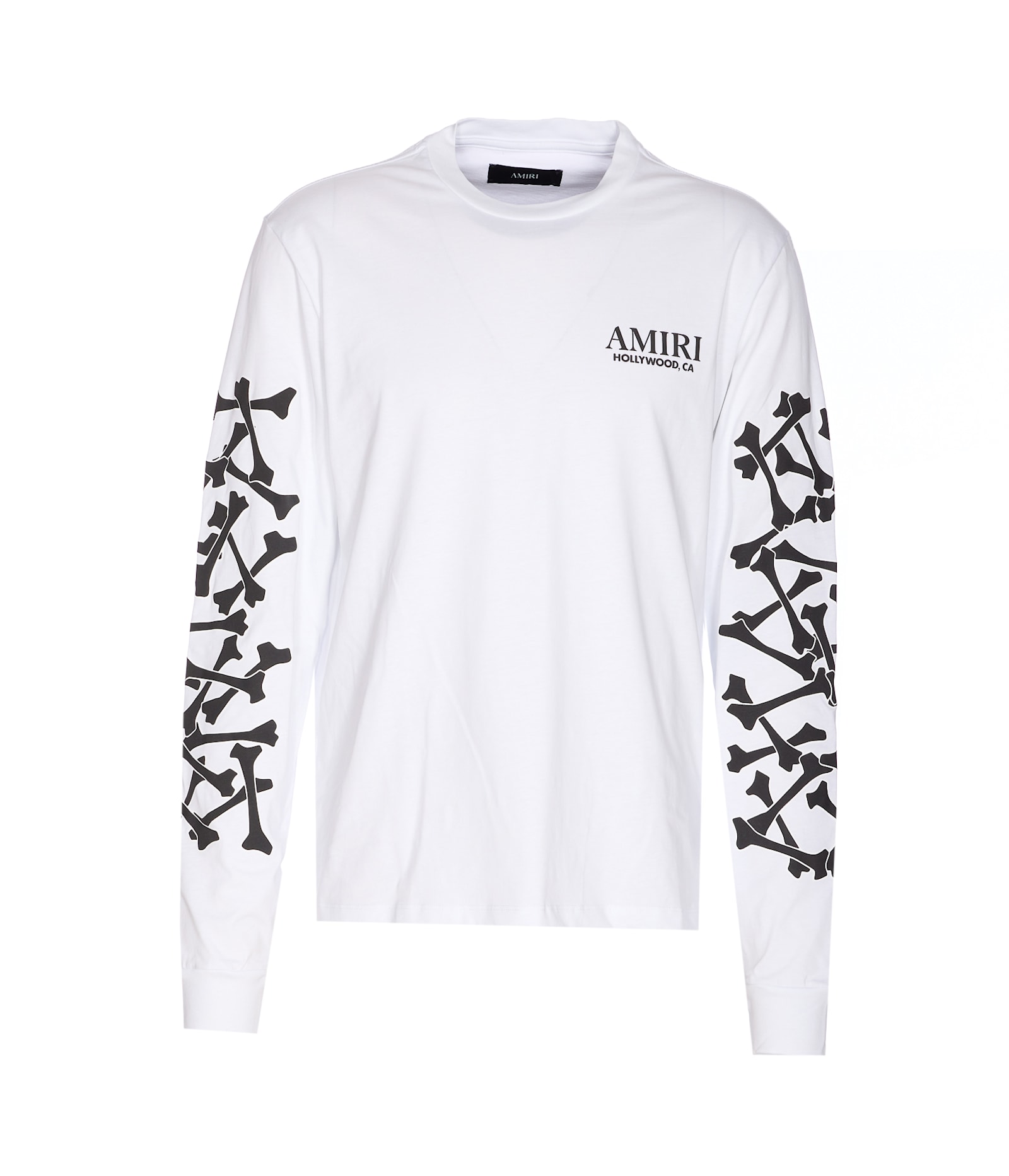 Amiri Stacked Bones Crewneck Sweater With Graphic Print In White