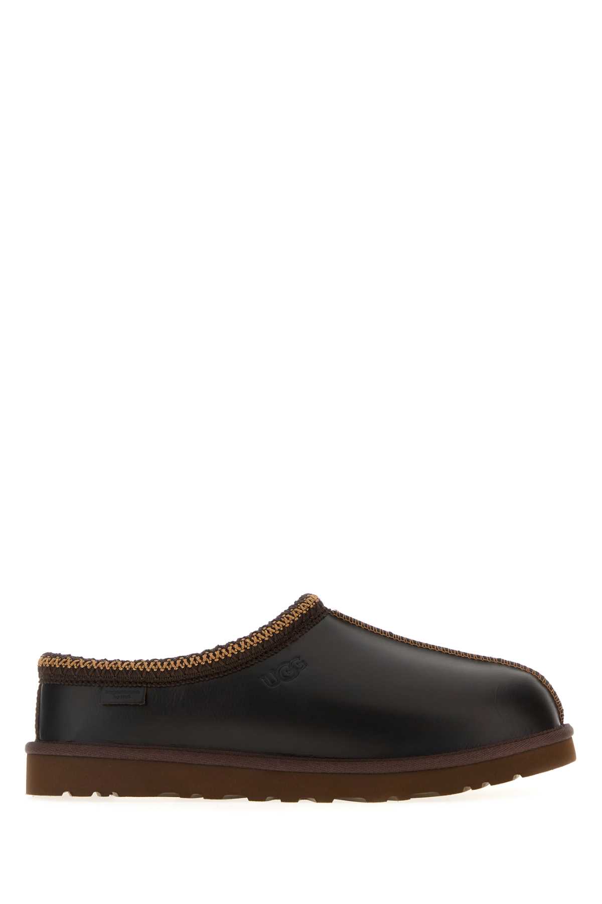 Dark Brown Leather Tasman Slippers