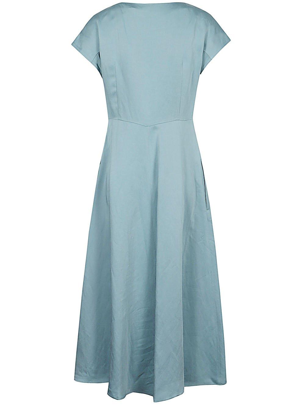 Shop Weekend Max Mara Boat Neck Short-sleeved Dress In Light Blue