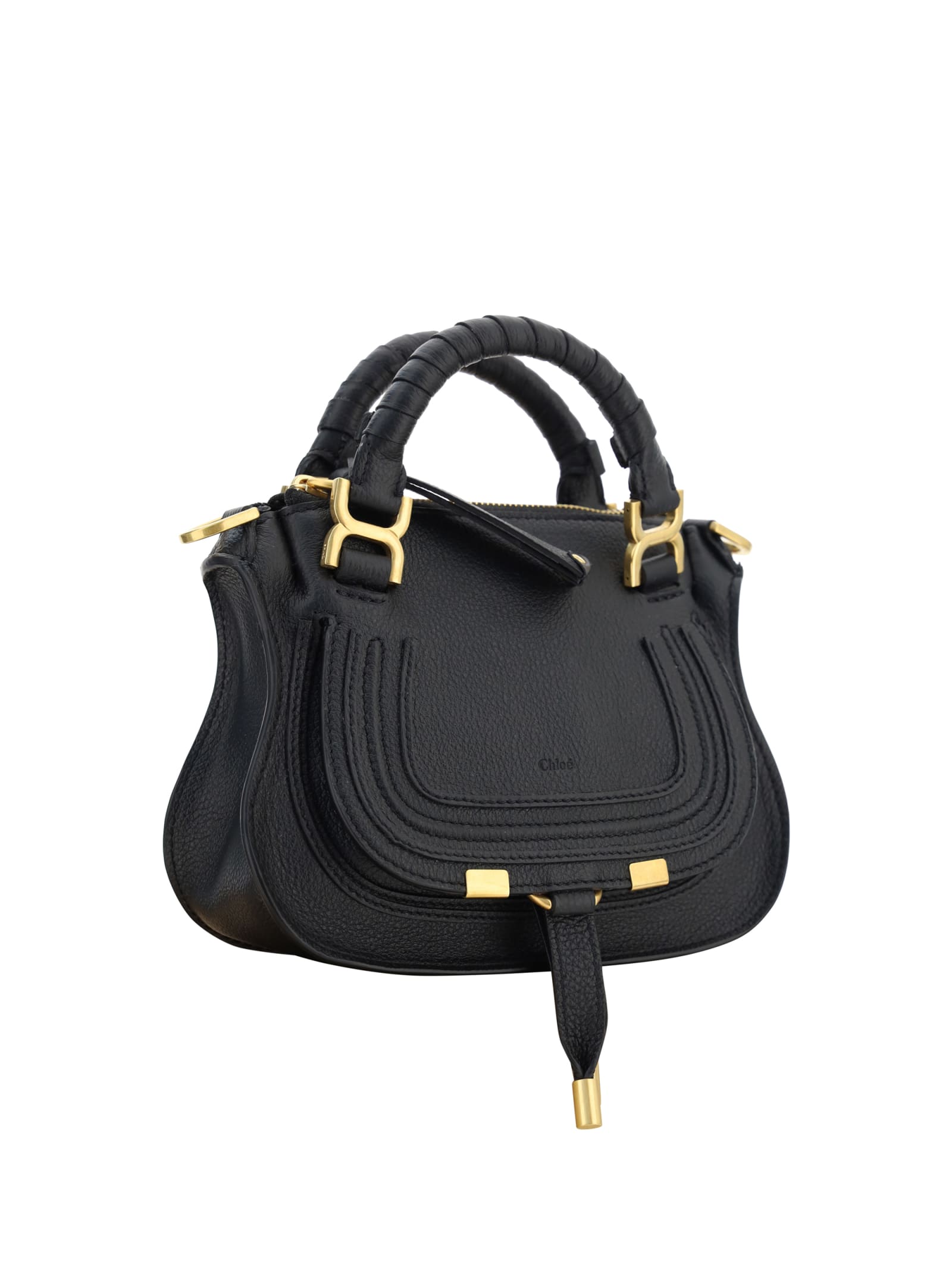 Shop Chloé Marcie Handbag In Black