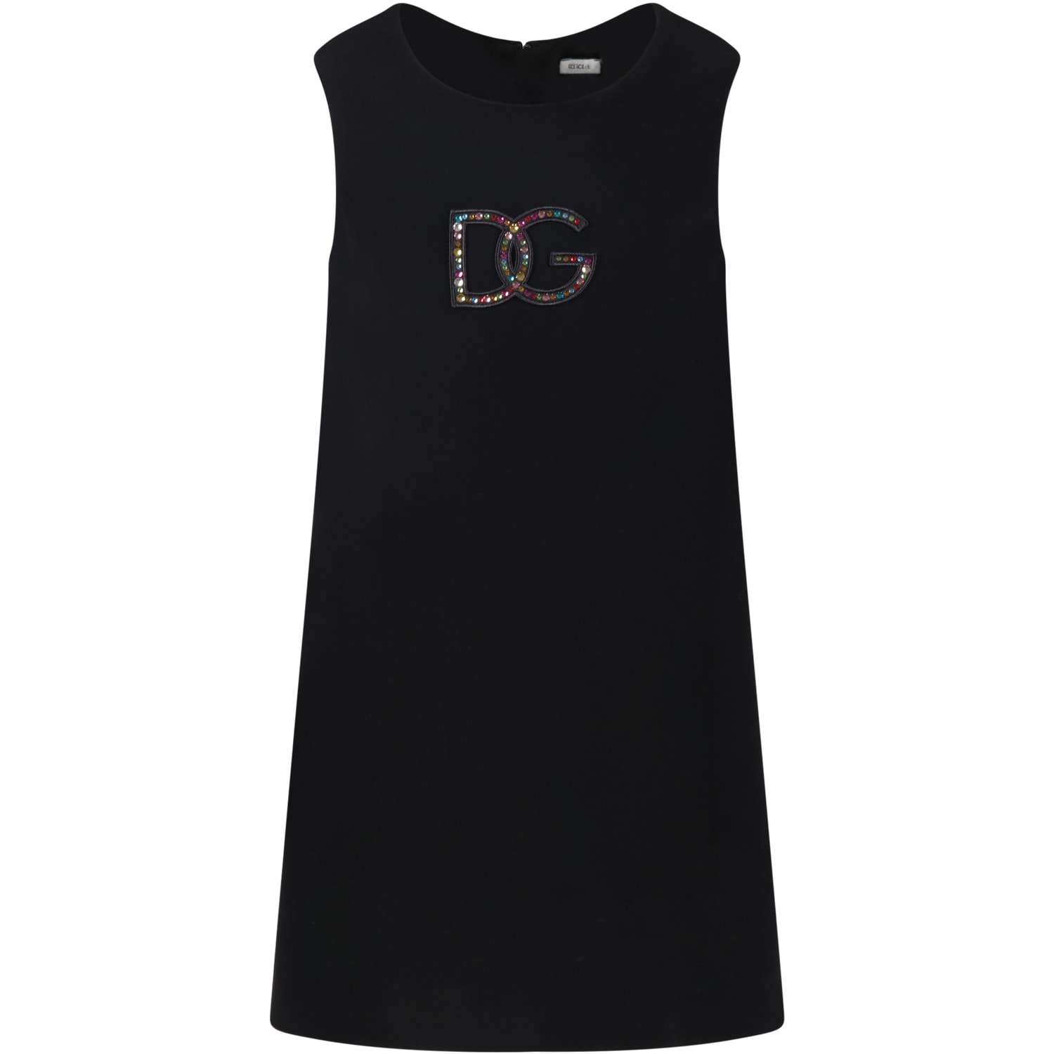 Dolce & Gabbana Black Dress For Girl With Logo