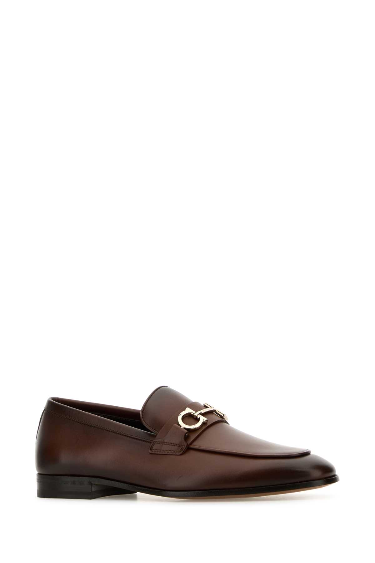 FERRAGAMO BROWN LEATHER BALTY LOAFERS