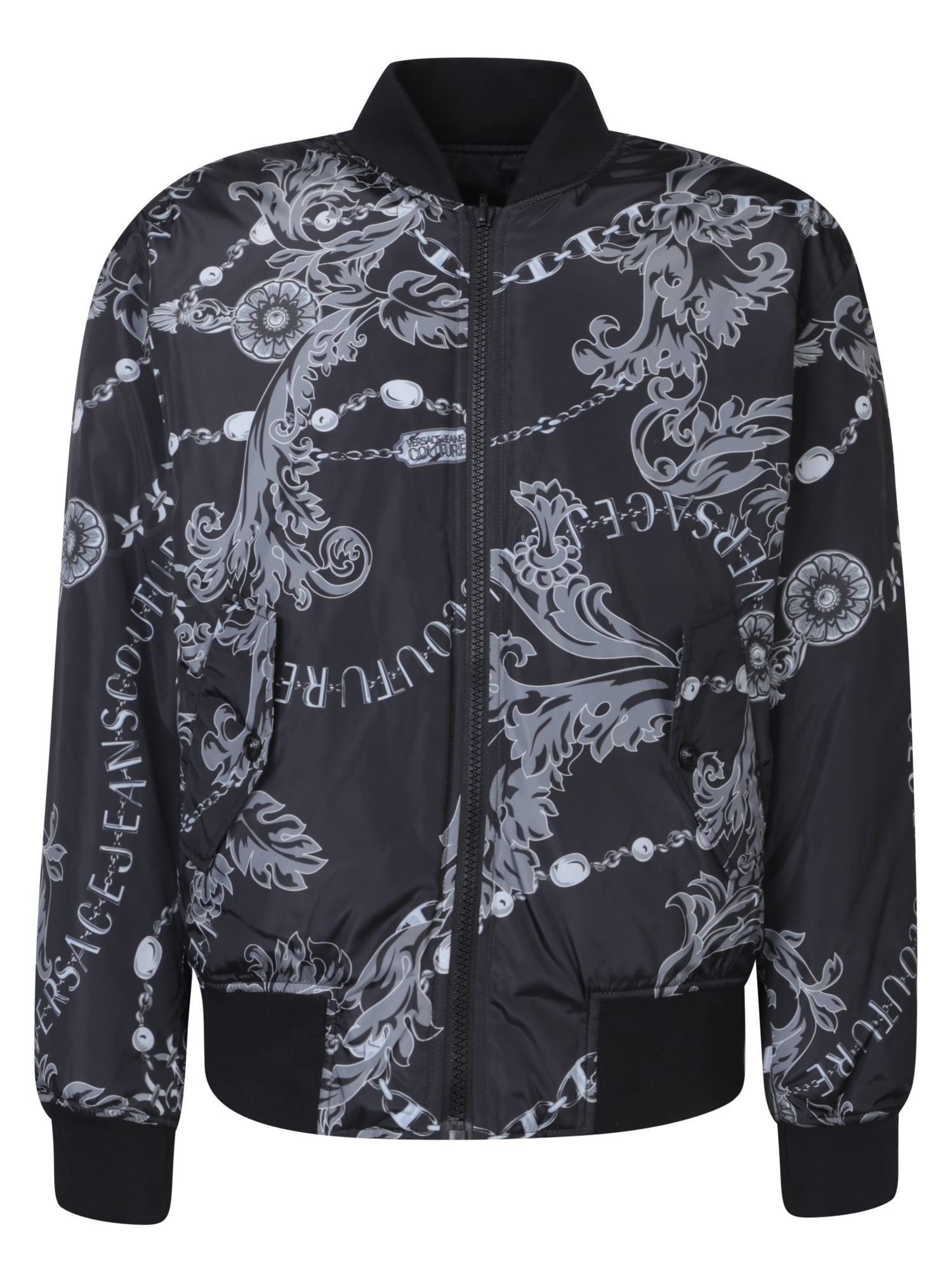 Shop Versace Jeans Couture All-over Baroque Print Black Jacket By
