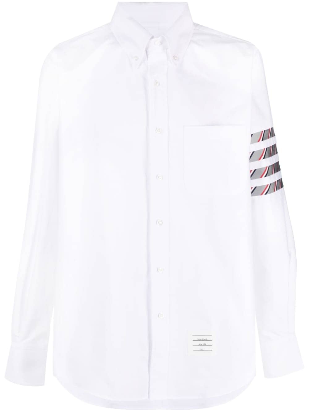 THOM BROWNE STRAIGHT FIT SHIRT WITH SILK 4BAR IN OXFORD
