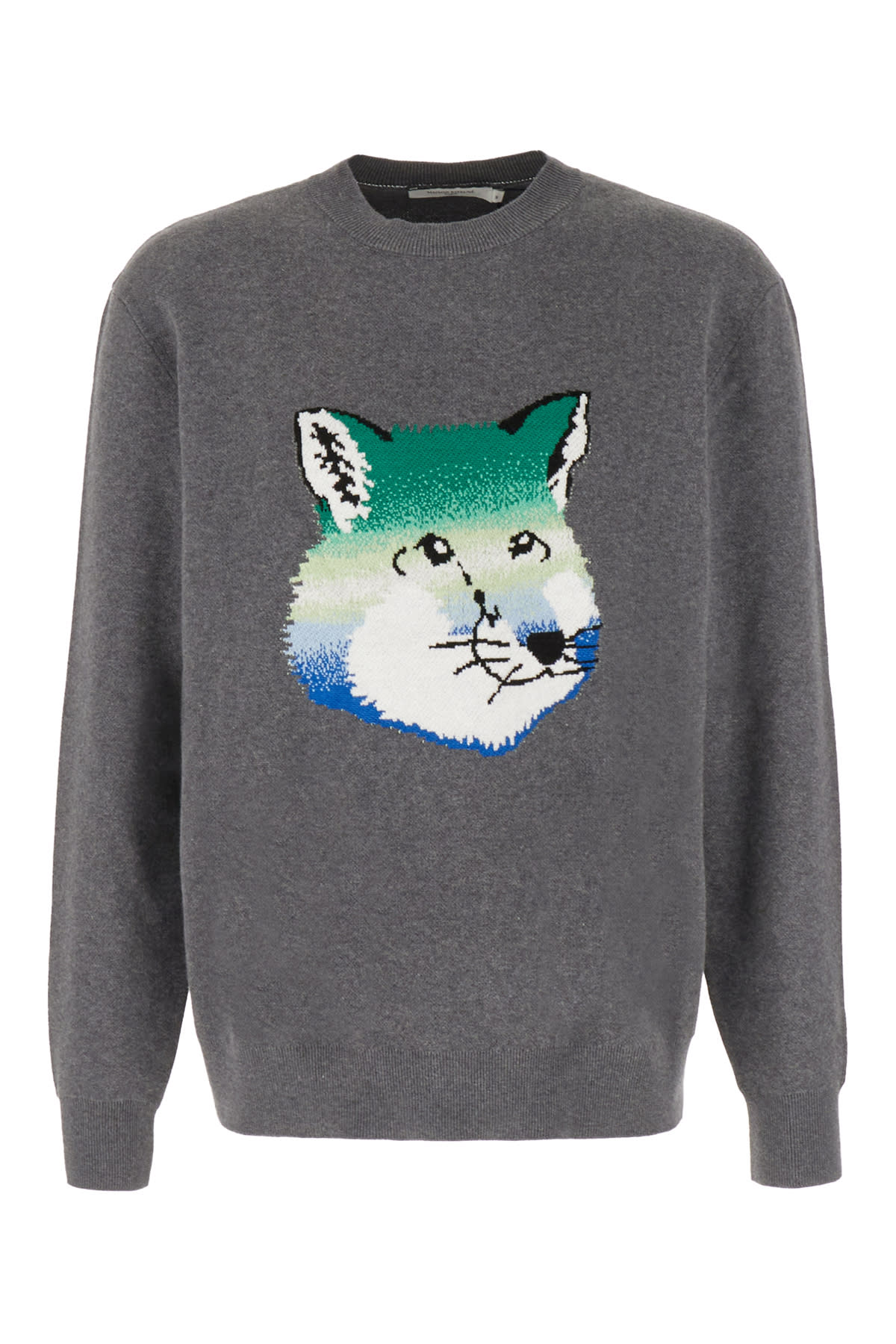 MAISON KITSUNÉ MELANGE GREY COTTON SWEATER