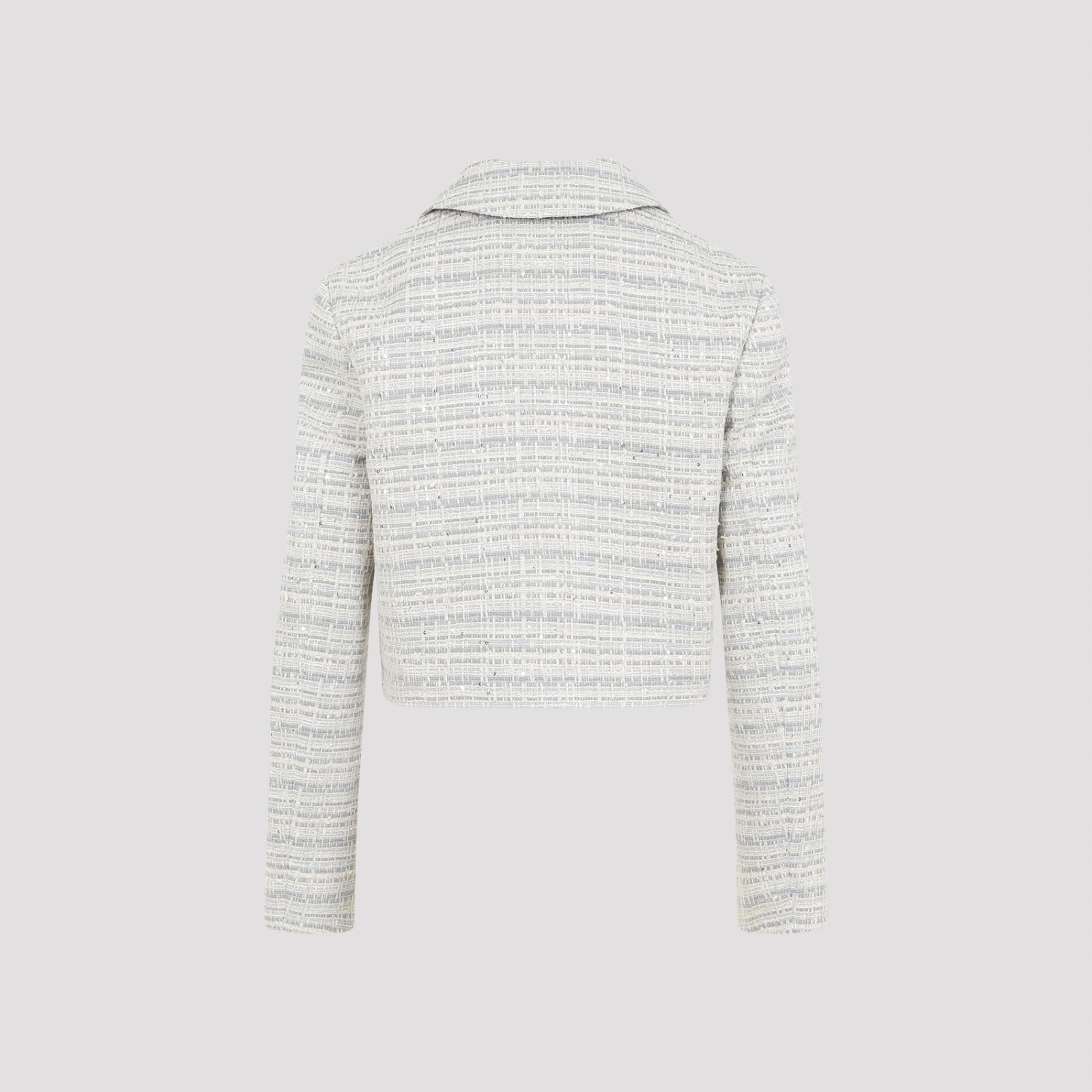 Shop Valentino Tweed Jacket In J Avorio Grey Blue