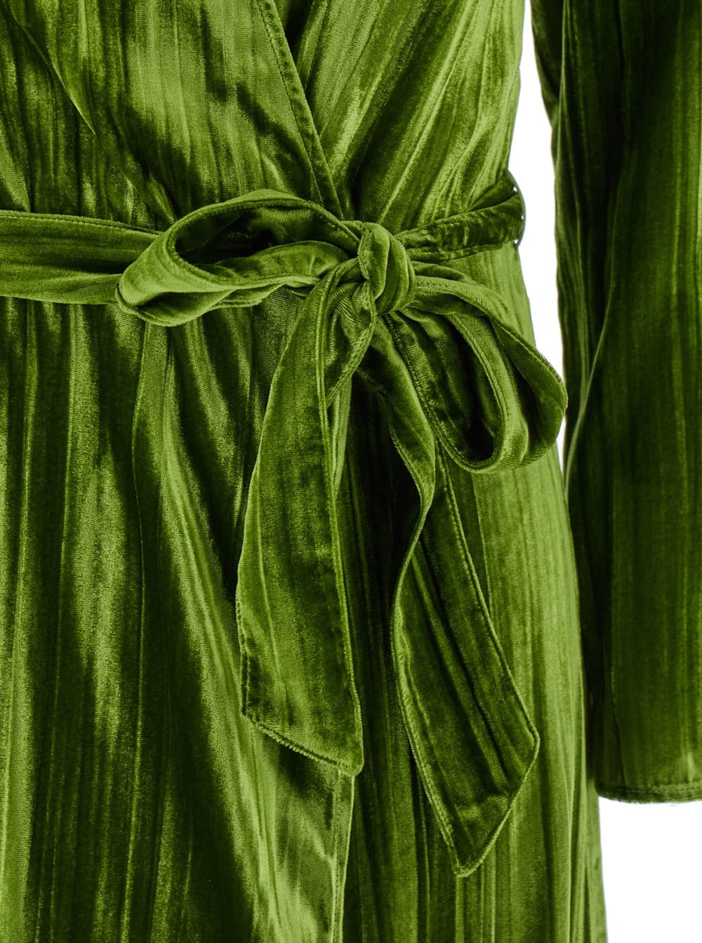 FORTE FORTE GREEN LONG DRESS WITH BELT AND PLEATED EFFECT IN VISCOSE BLEND WOMAN 