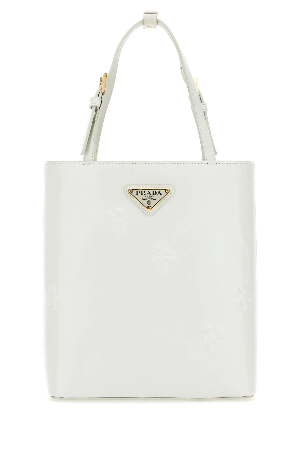 Shop Prada White Leather Handbag In Bianco