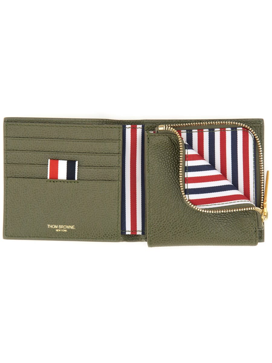 Shop Thom Browne Leather Wallet In Green