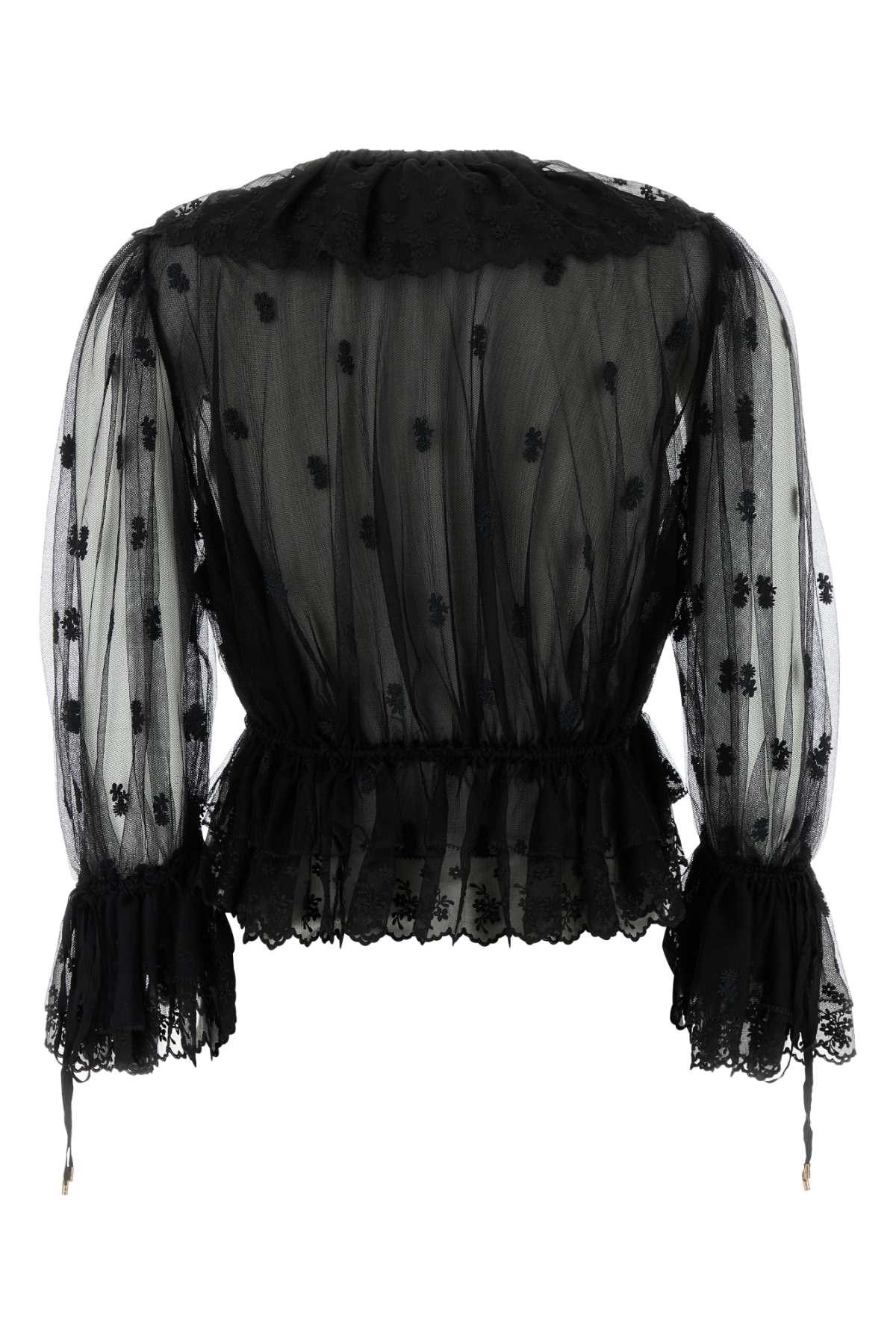 Chloé Women Embroidered Lace Ruffle Top In Black