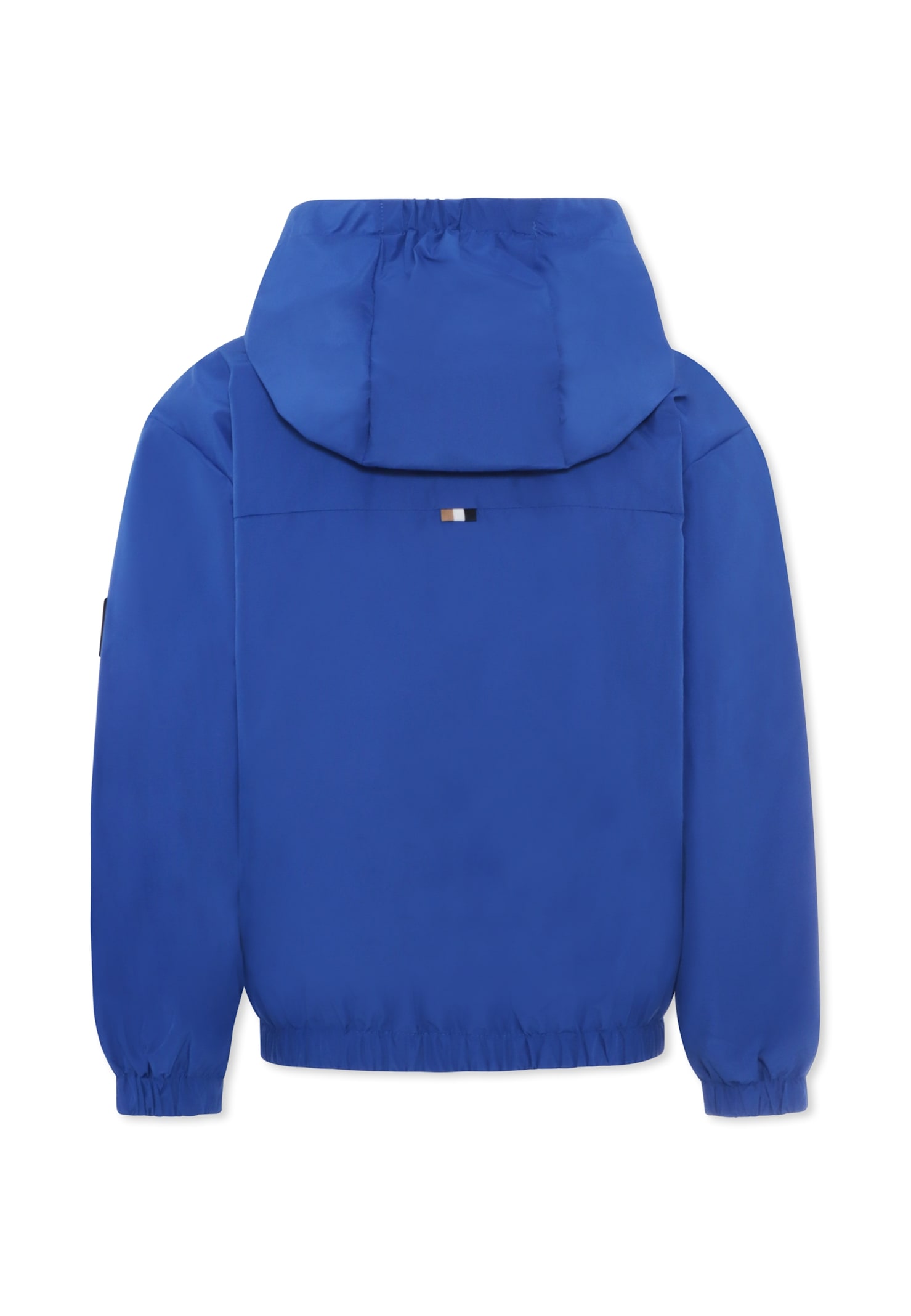 Hugo Boss Light Blue Windbreaker Jacket For Boy With Logo In Blue