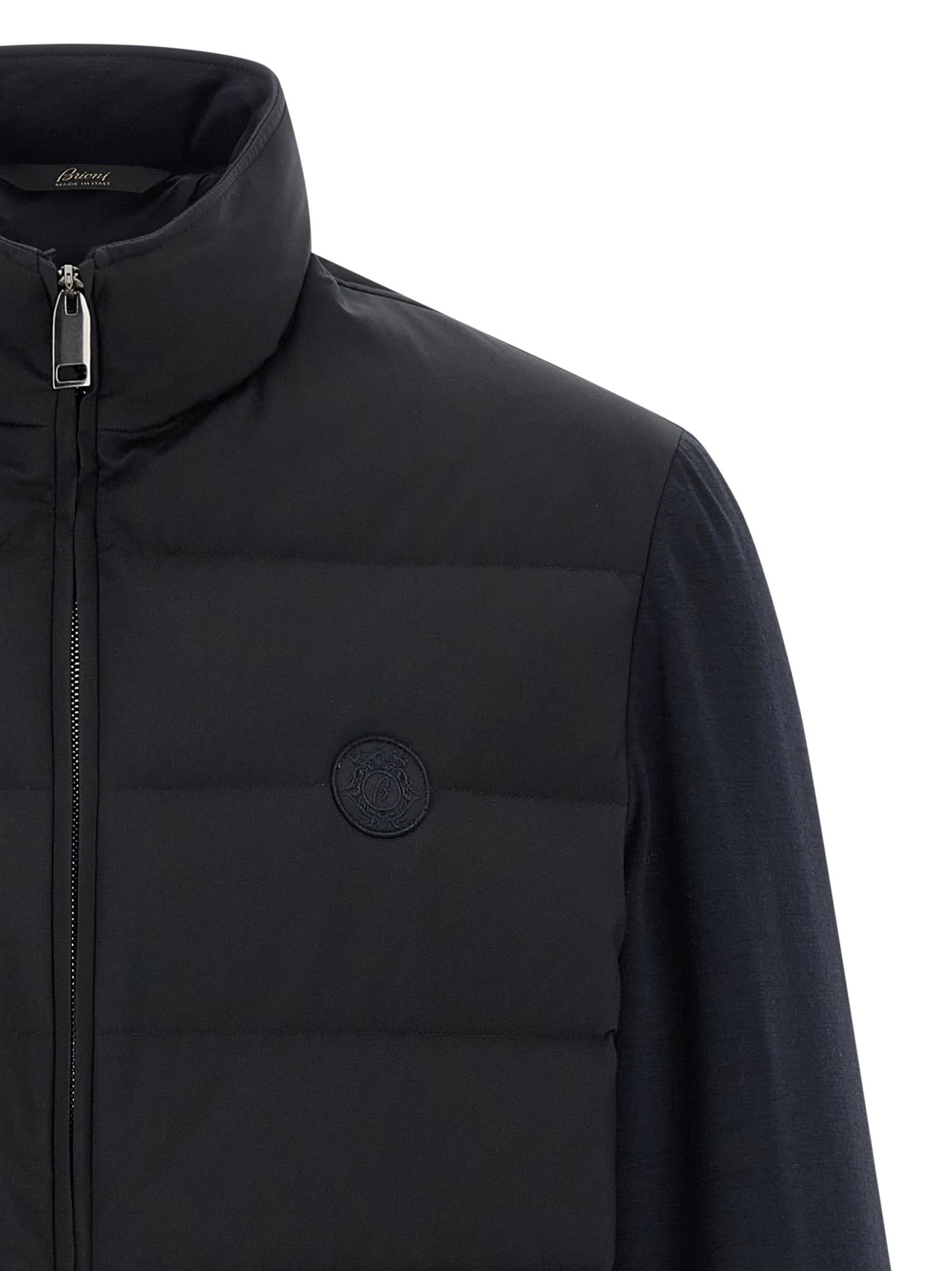 Brioni Tech Fabric Quilted Jacket In Blue