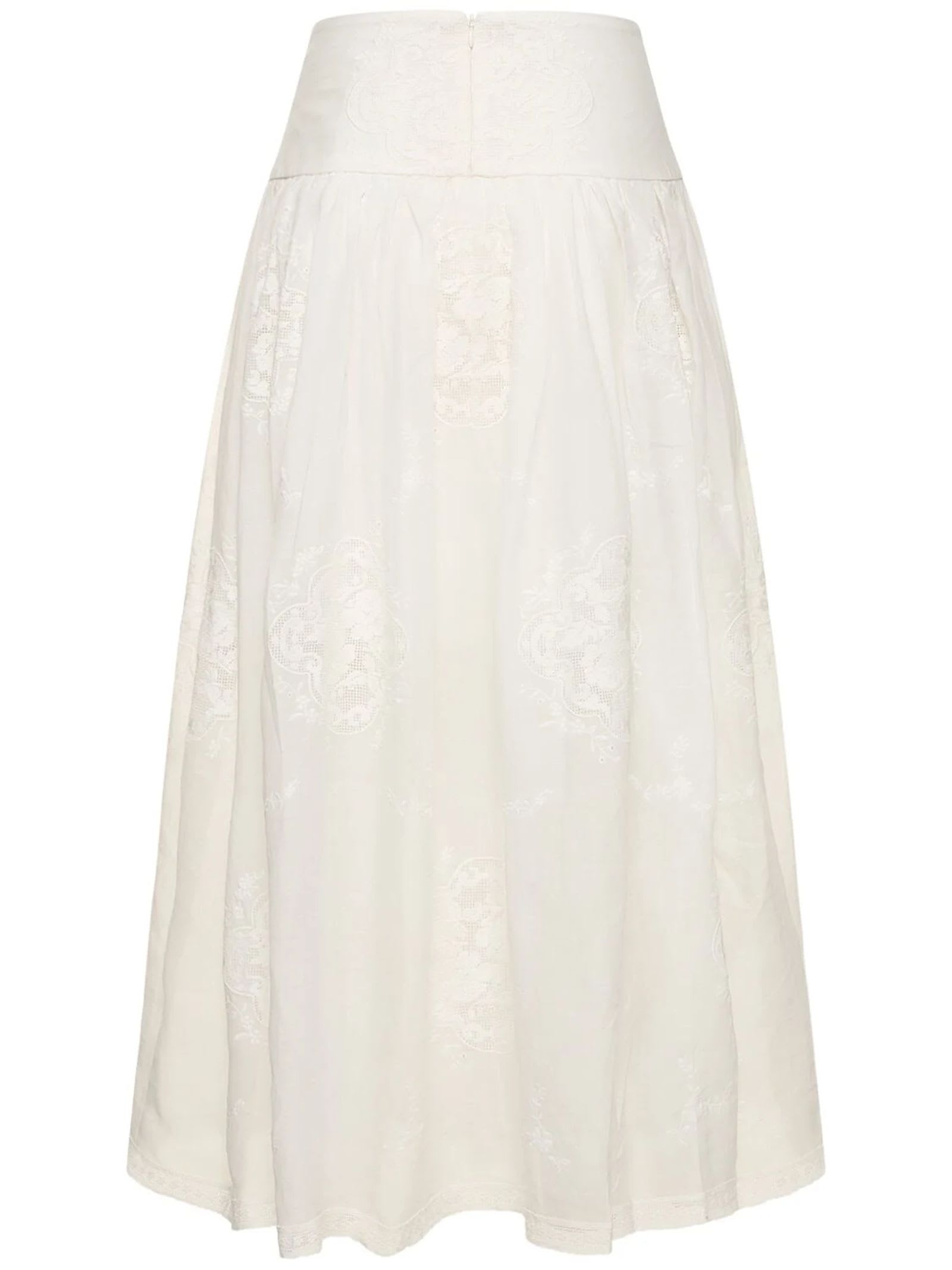 Shop Zimmermann Alight Basque Midi Skirt In White