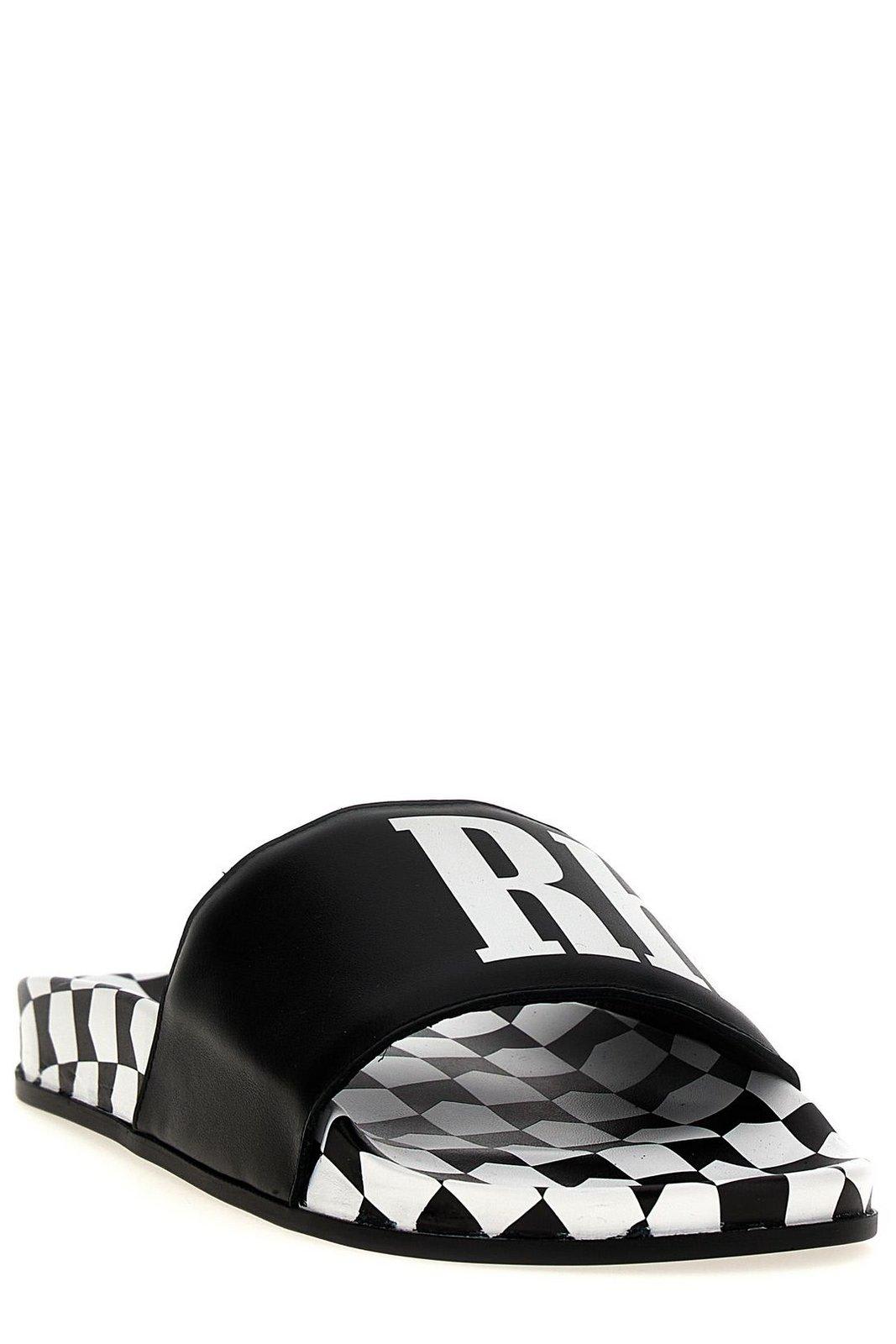 RHUDE LOGO PRINTED CHECKED SLIDES 