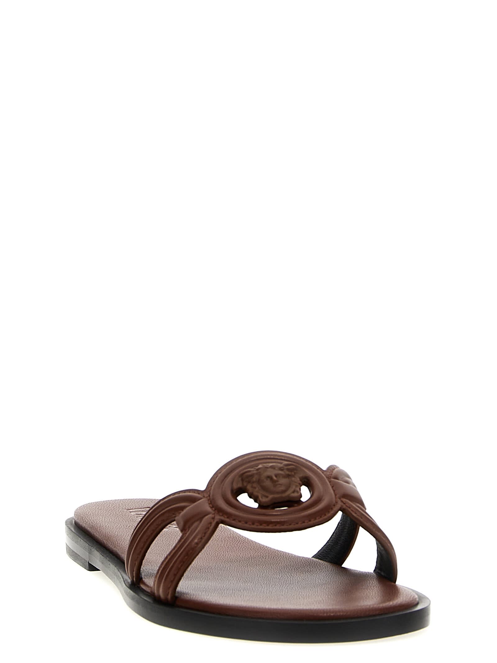 Versace Medusa Sandals In Rust