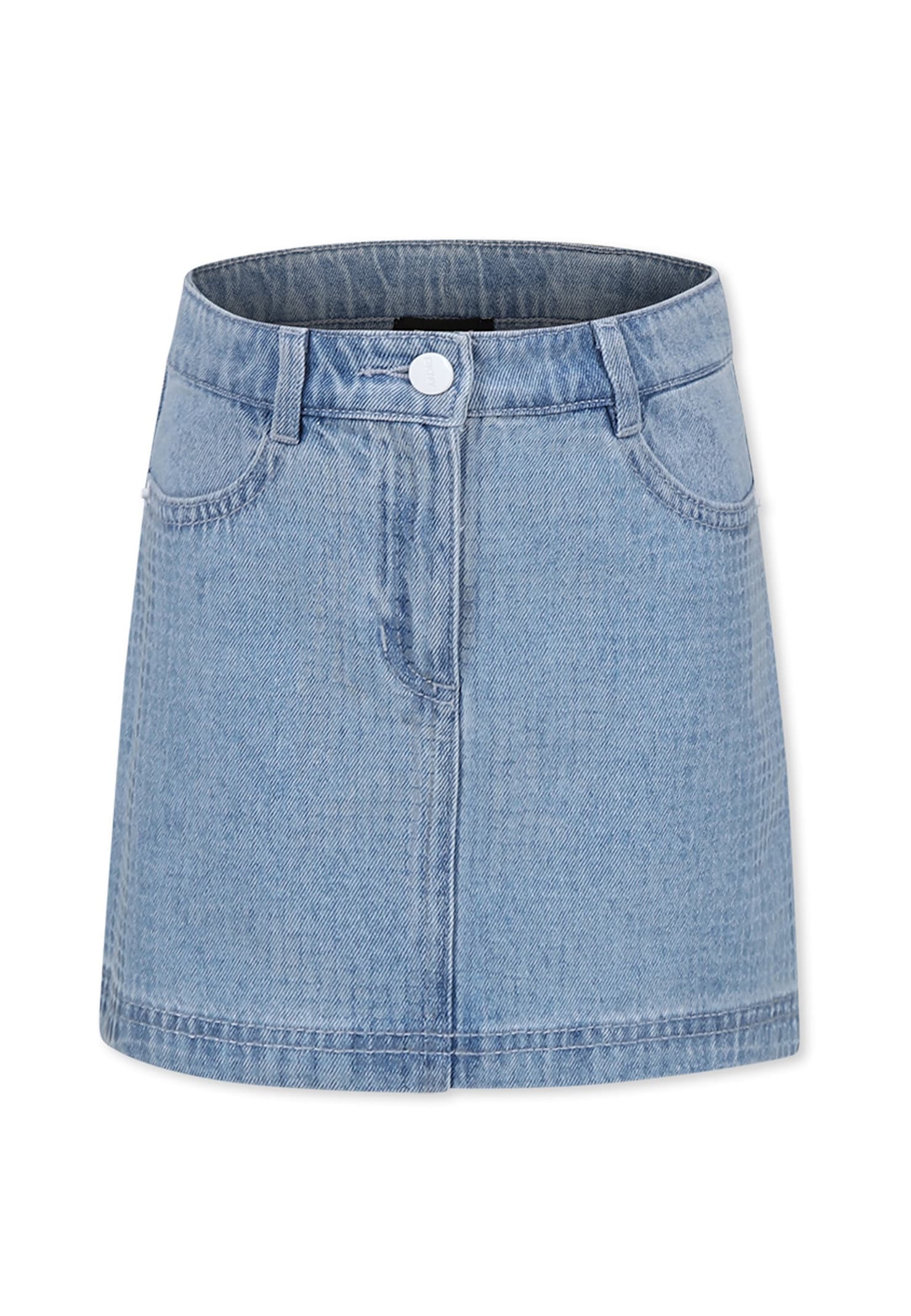 Dkny Denim Skirt For Girl With Sequins In Denim
