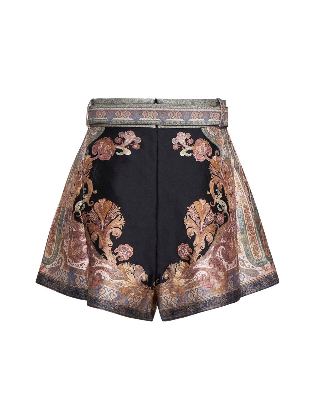 Shop Zimmermann Illustration Tuck Shorts In Black