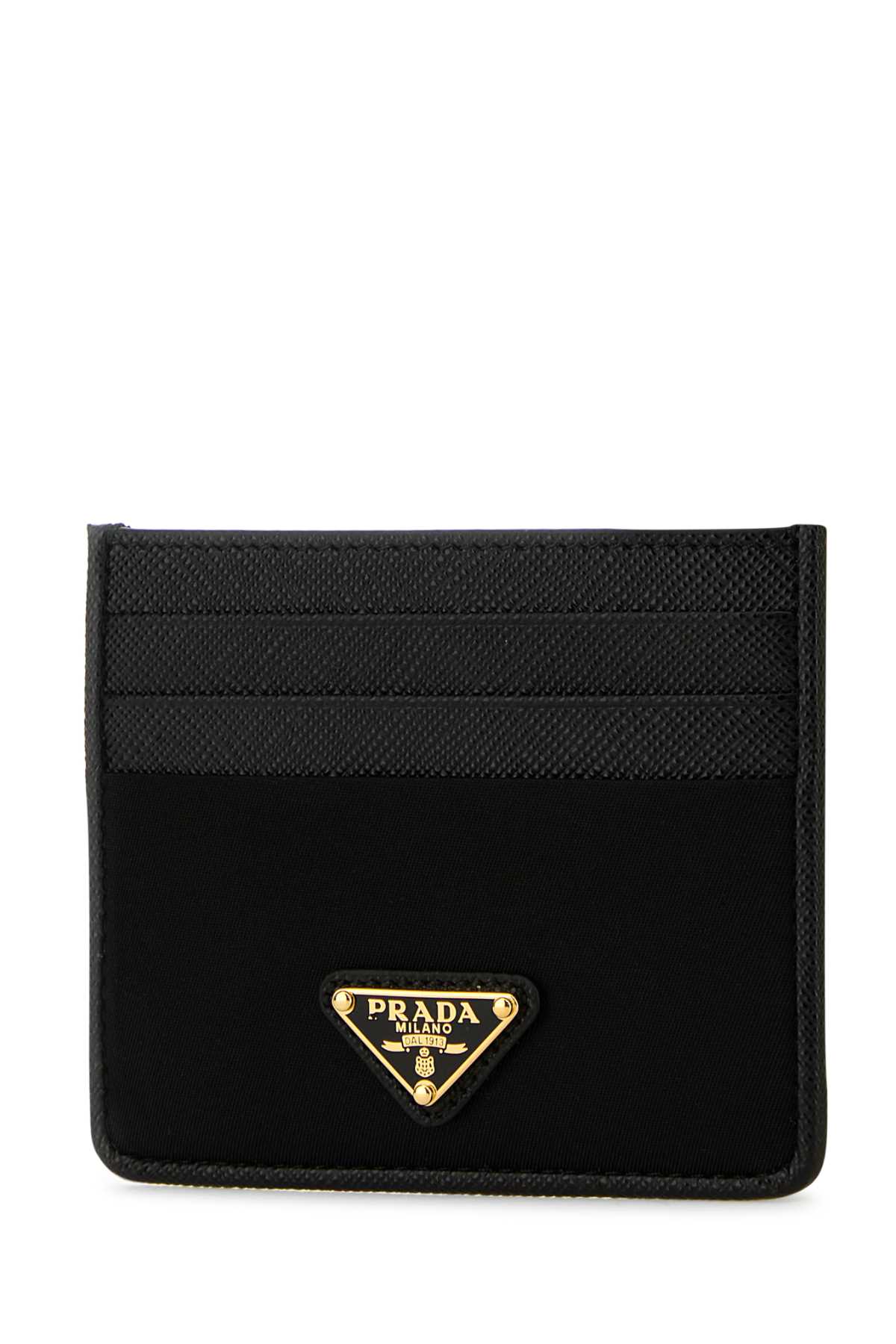 Shop Prada Black Fabric And Leather Card Holder