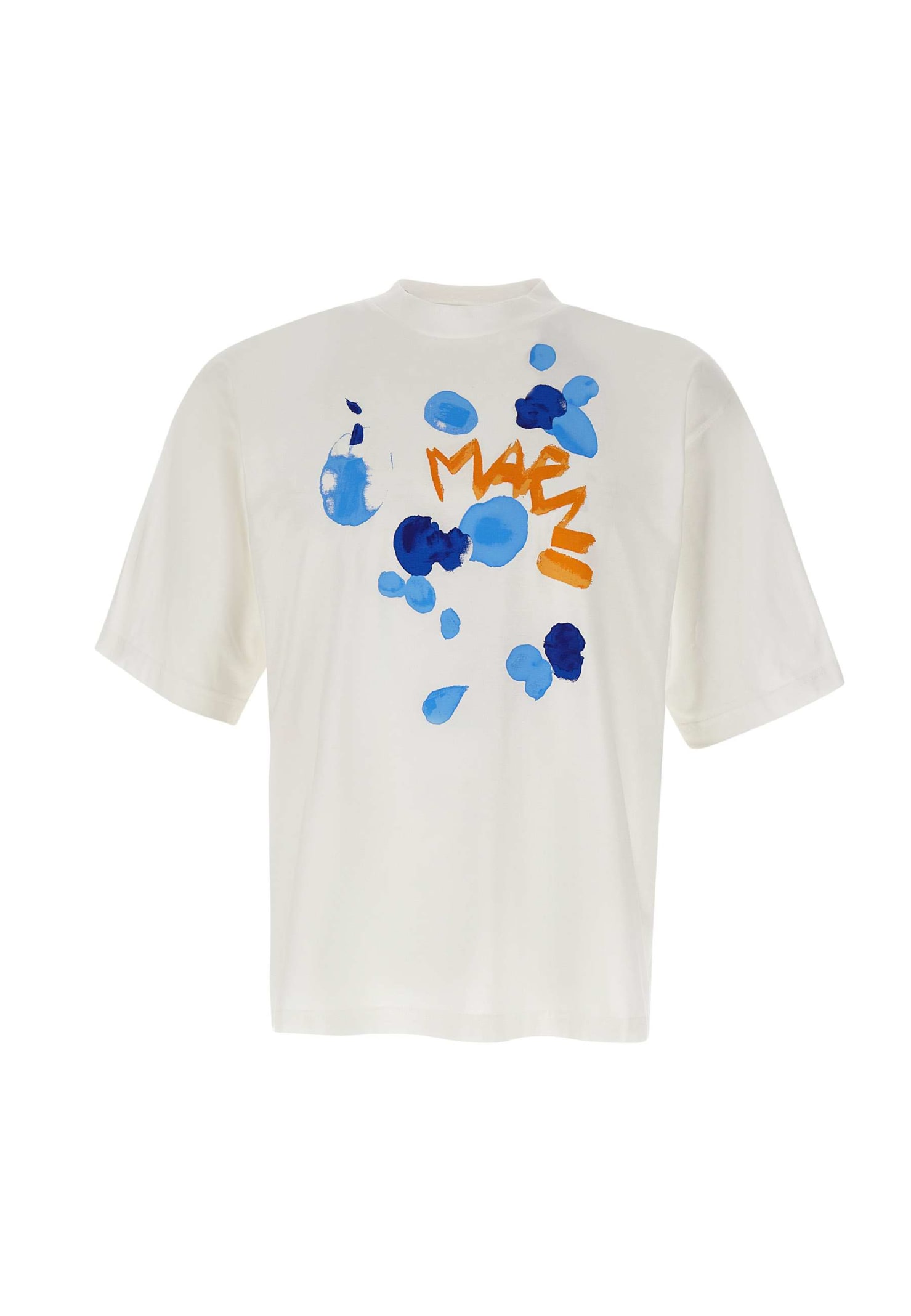 Shop Marni Dripping Flower Cotton T-shirt In White