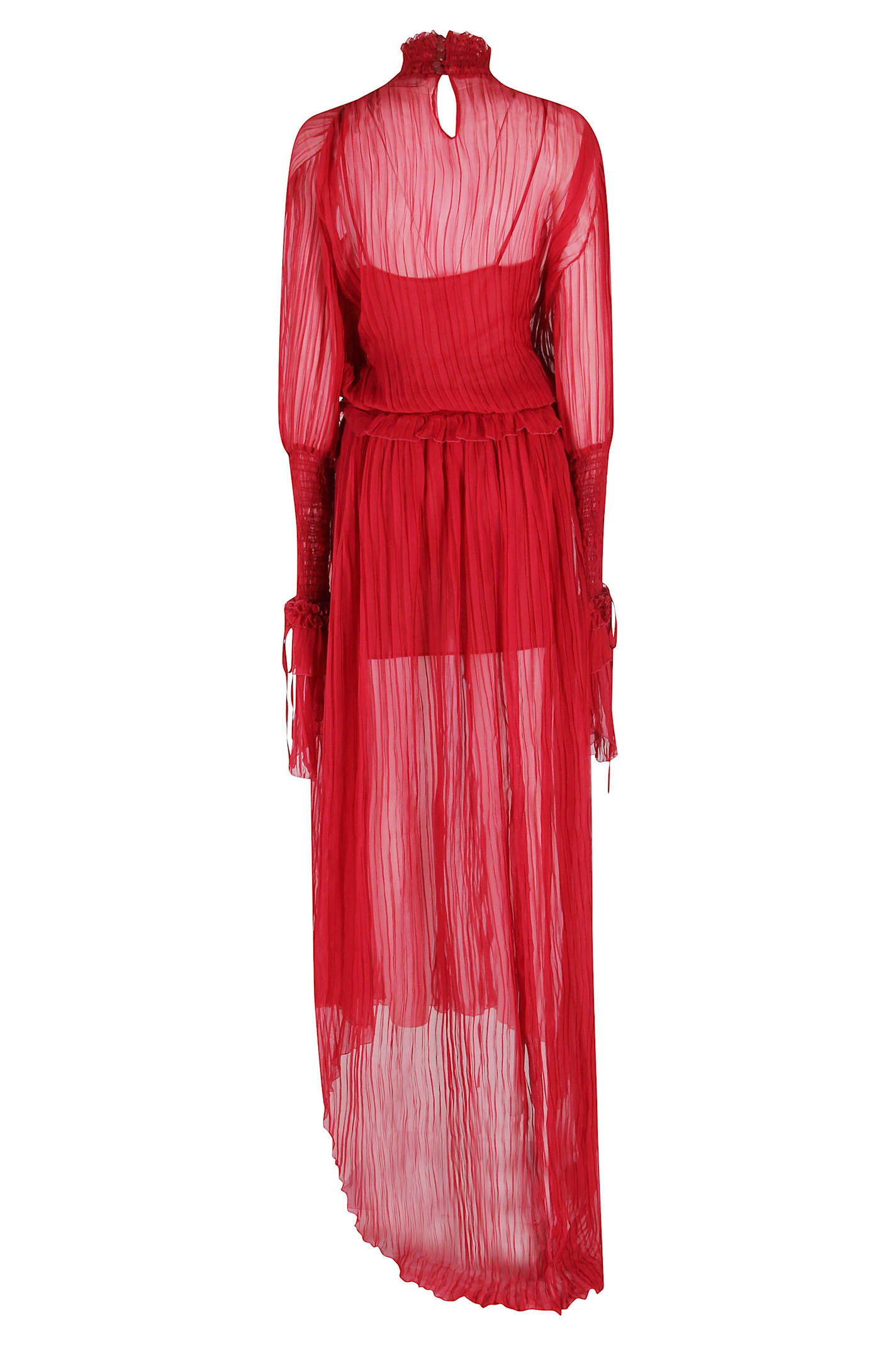 Blumarine Chiffon Plisse Dress In Red