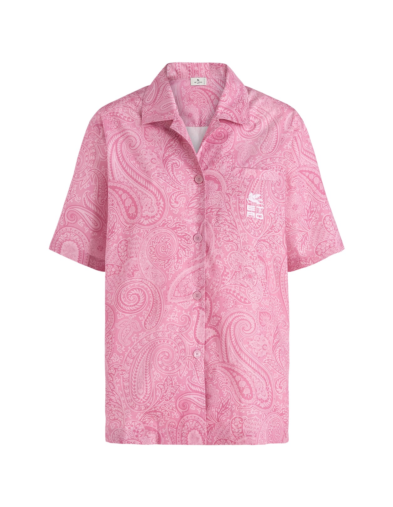Etro Woman Pink Liquid Paisley Short Sleeved Shirt