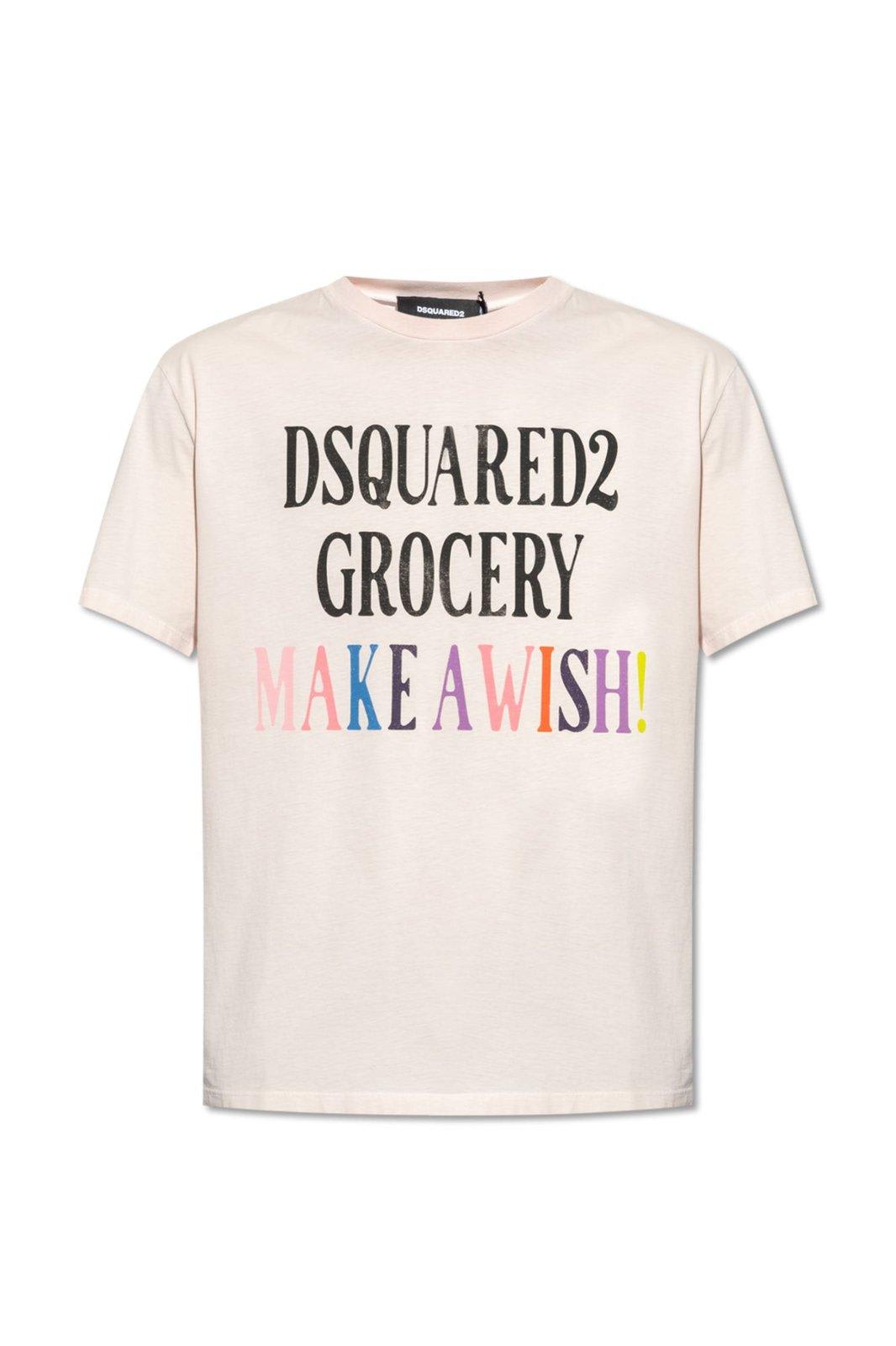 Slogan Printed Crewneck T-shirt
