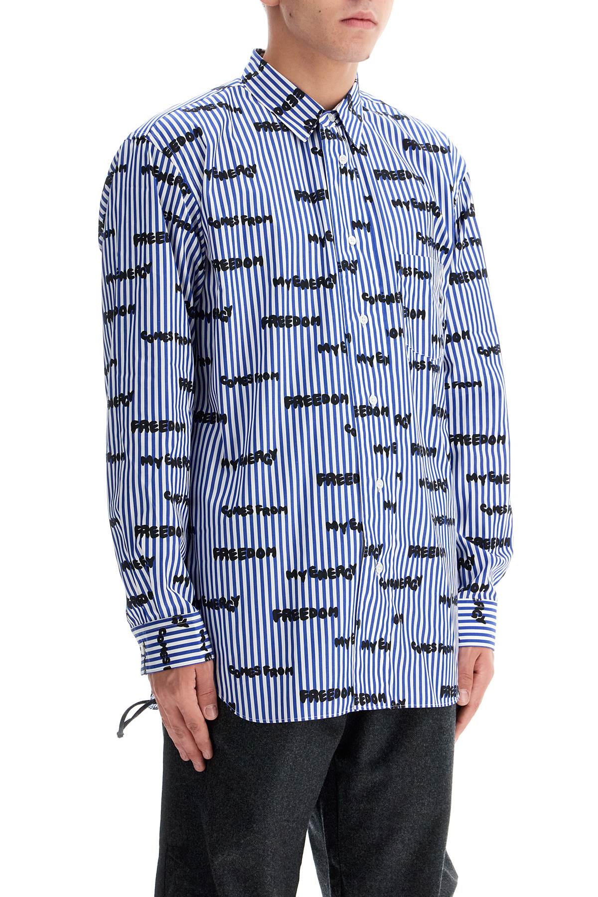 Shop Comme Des Garçons Shirt Striped Printed Shirt In Stripe (blue)